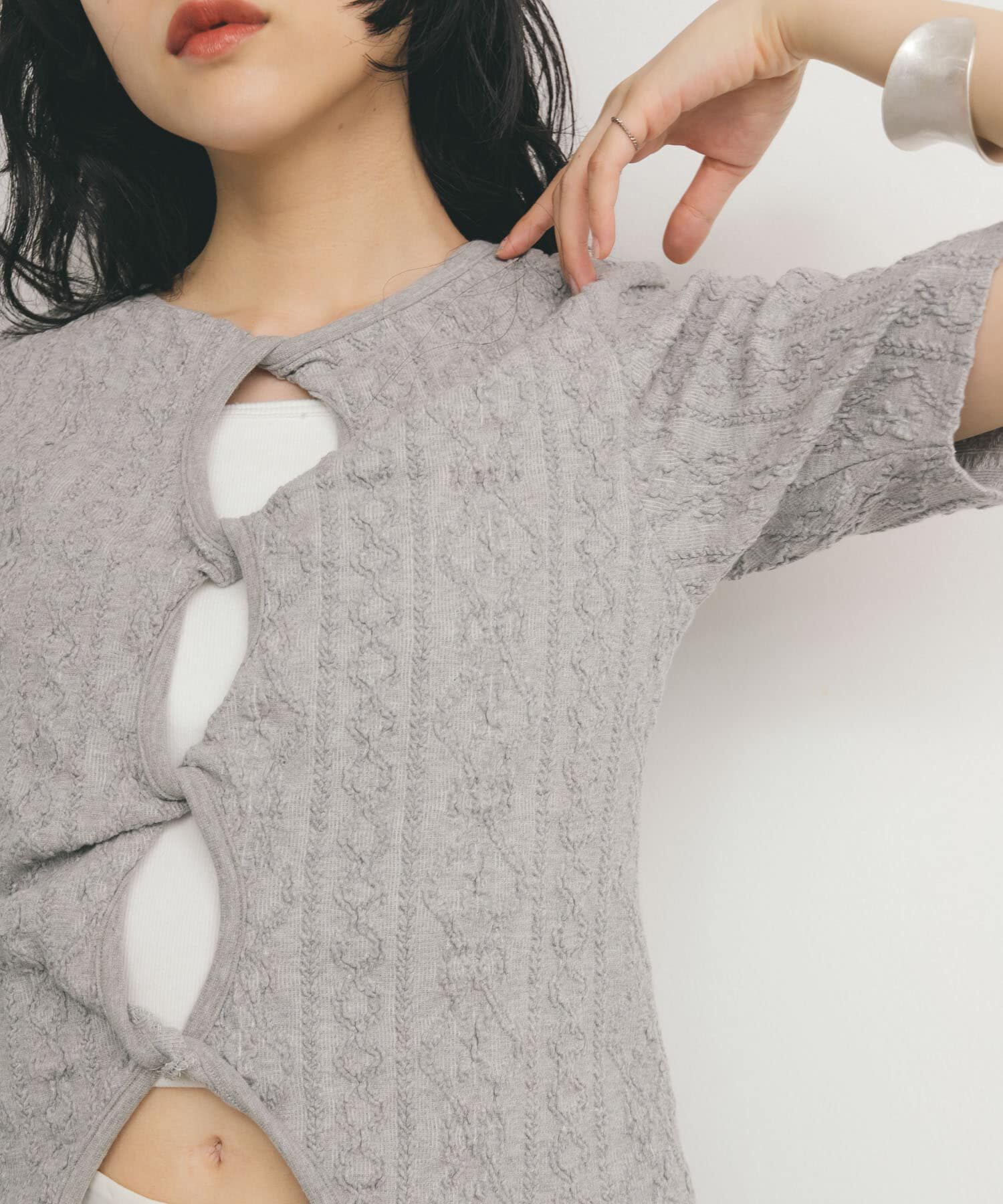  「2WAYケーブルジャカードトップス」|Tシャツ・カットソー|