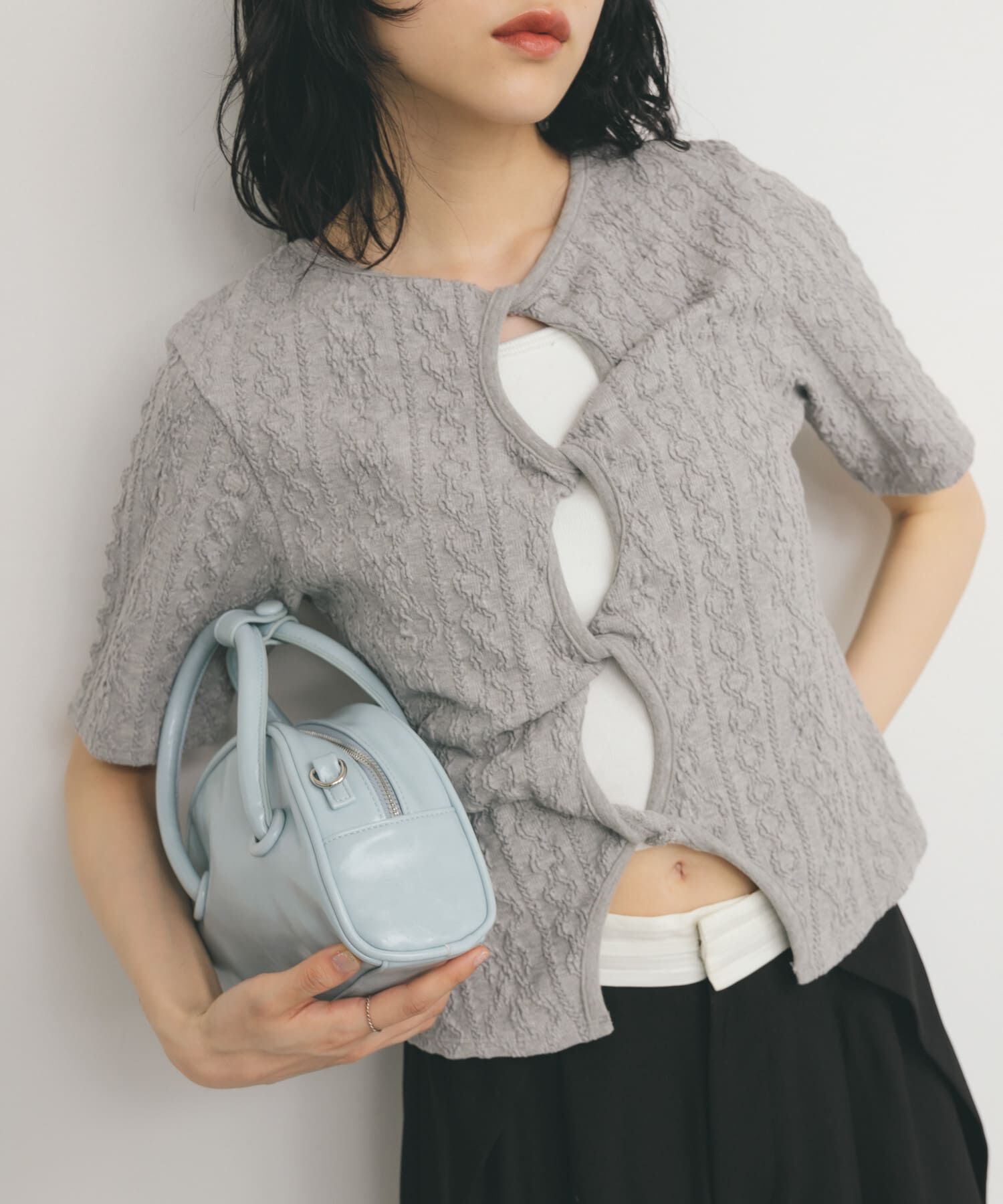  「2WAYケーブルジャカードトップス」|Tシャツ・カットソー|