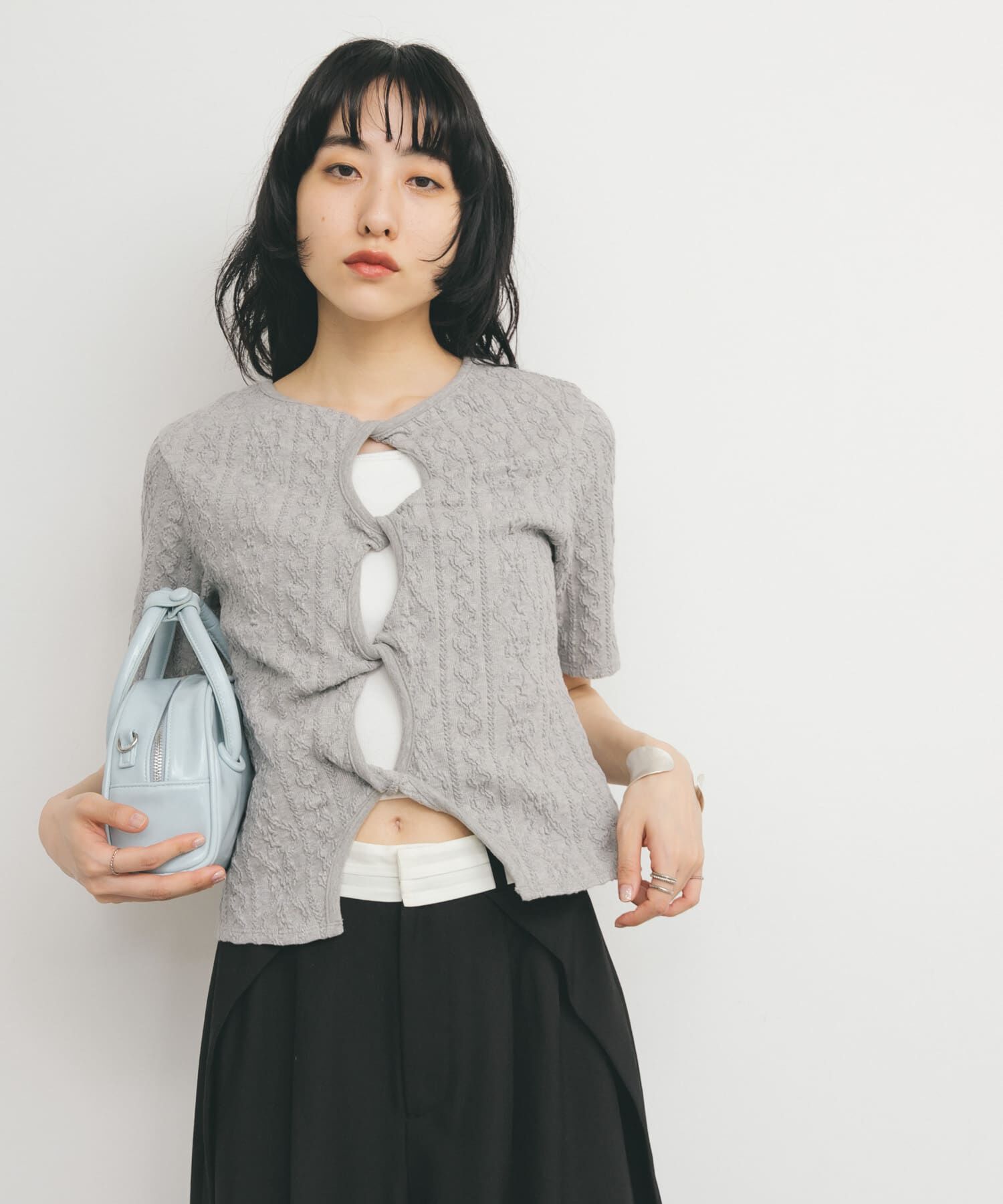  「2WAYケーブルジャカードトップス」|Tシャツ・カットソー|