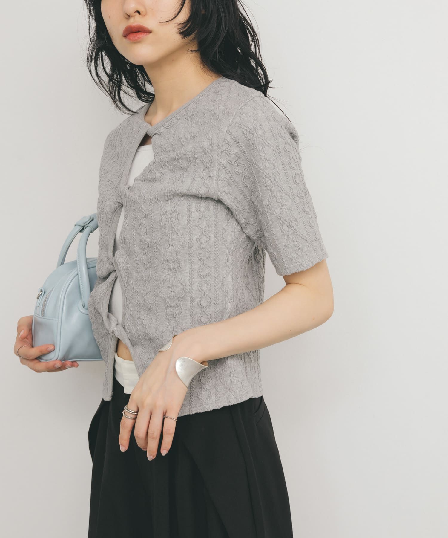  「2WAYケーブルジャカードトップス」|Tシャツ・カットソー|