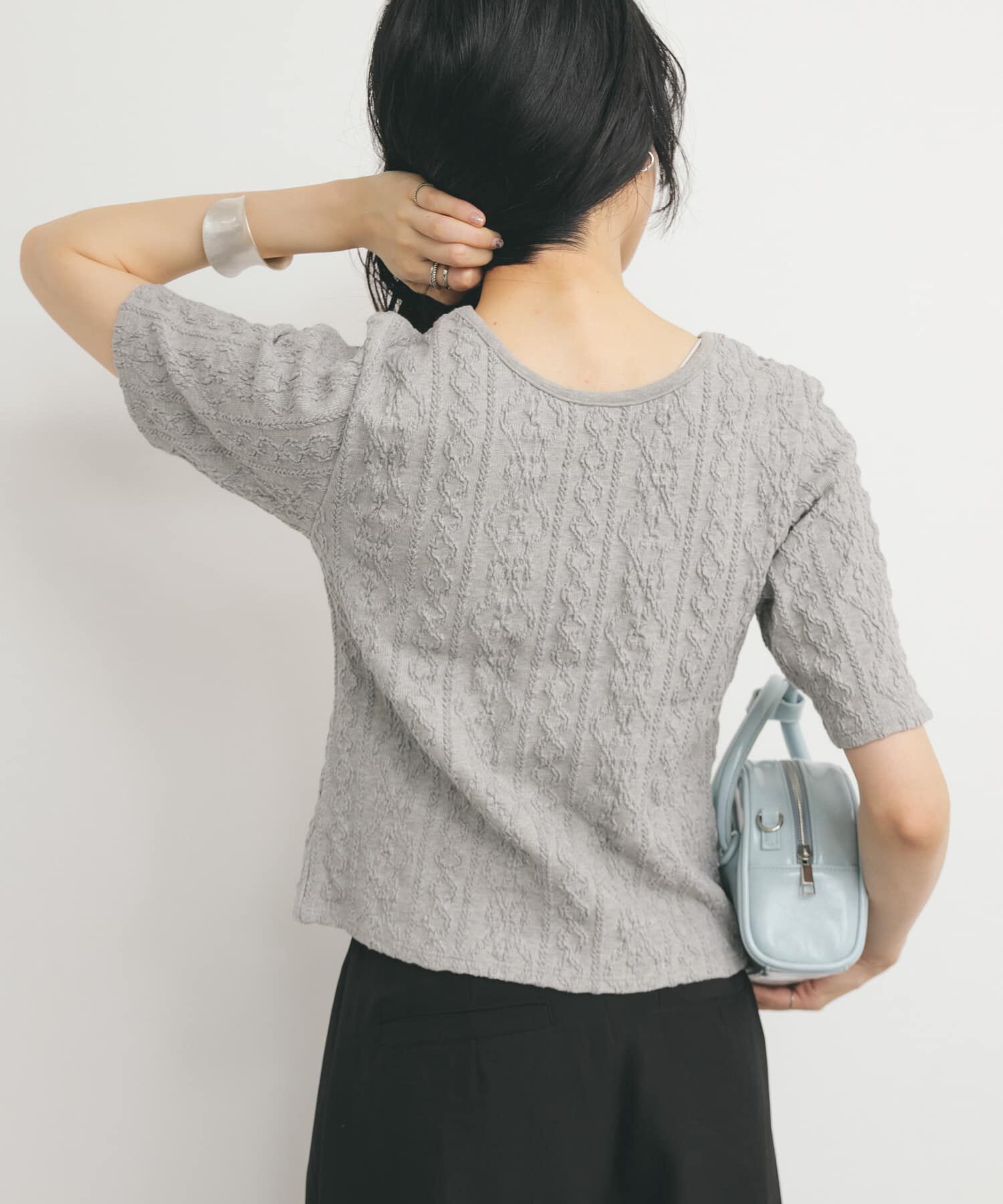  「2WAYケーブルジャカードトップス」|Tシャツ・カットソー|