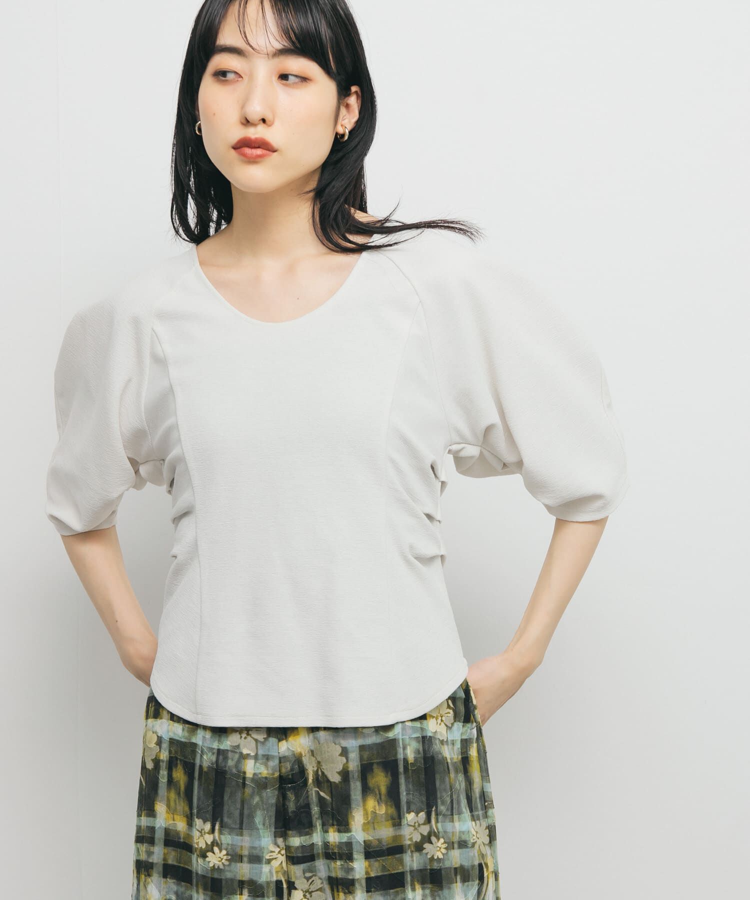  「Uネックブークレトップス」|Tシャツ・カットソー|ホワイト系その他