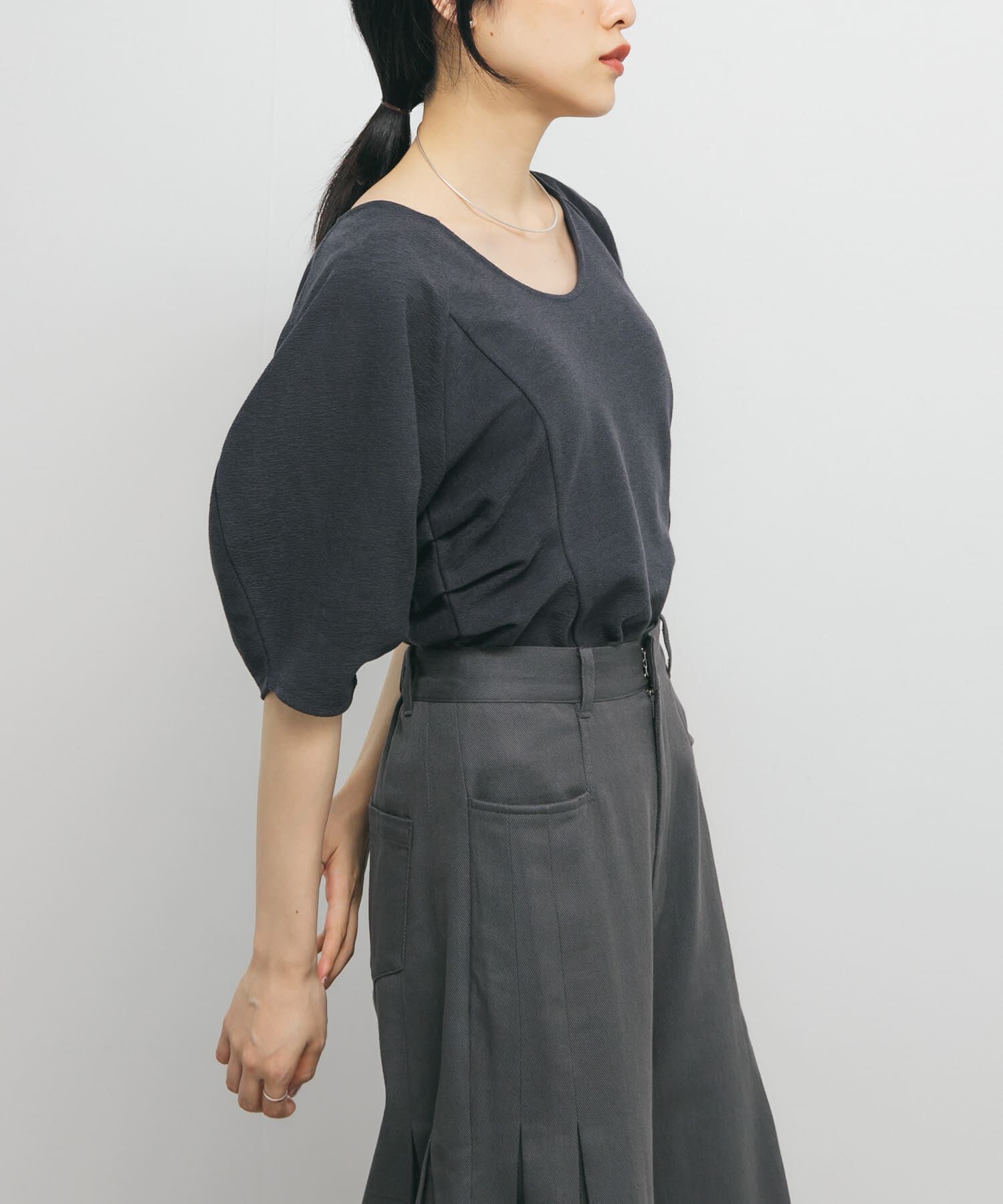  「Uネックブークレトップス」|Tシャツ・カットソー|ブルー系その他