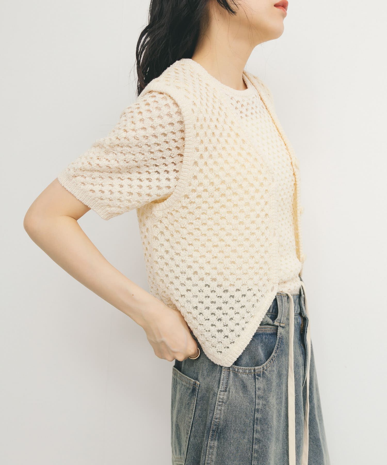 「ループヤーンメッシュベスト」|ベスト・ジレ|