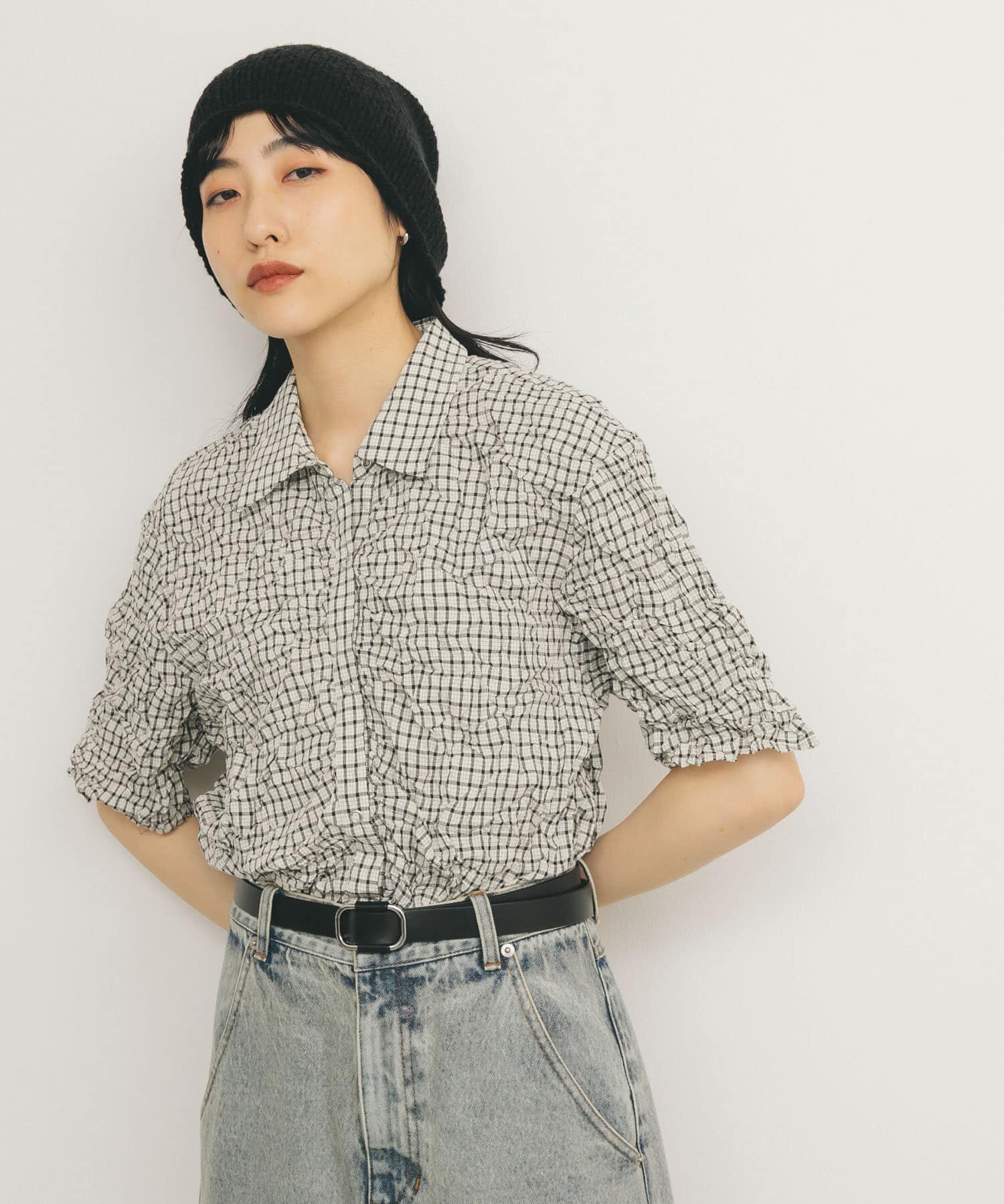  「ワッシャーチェックシャツ」|シャツ・ブラウス|ホワイト