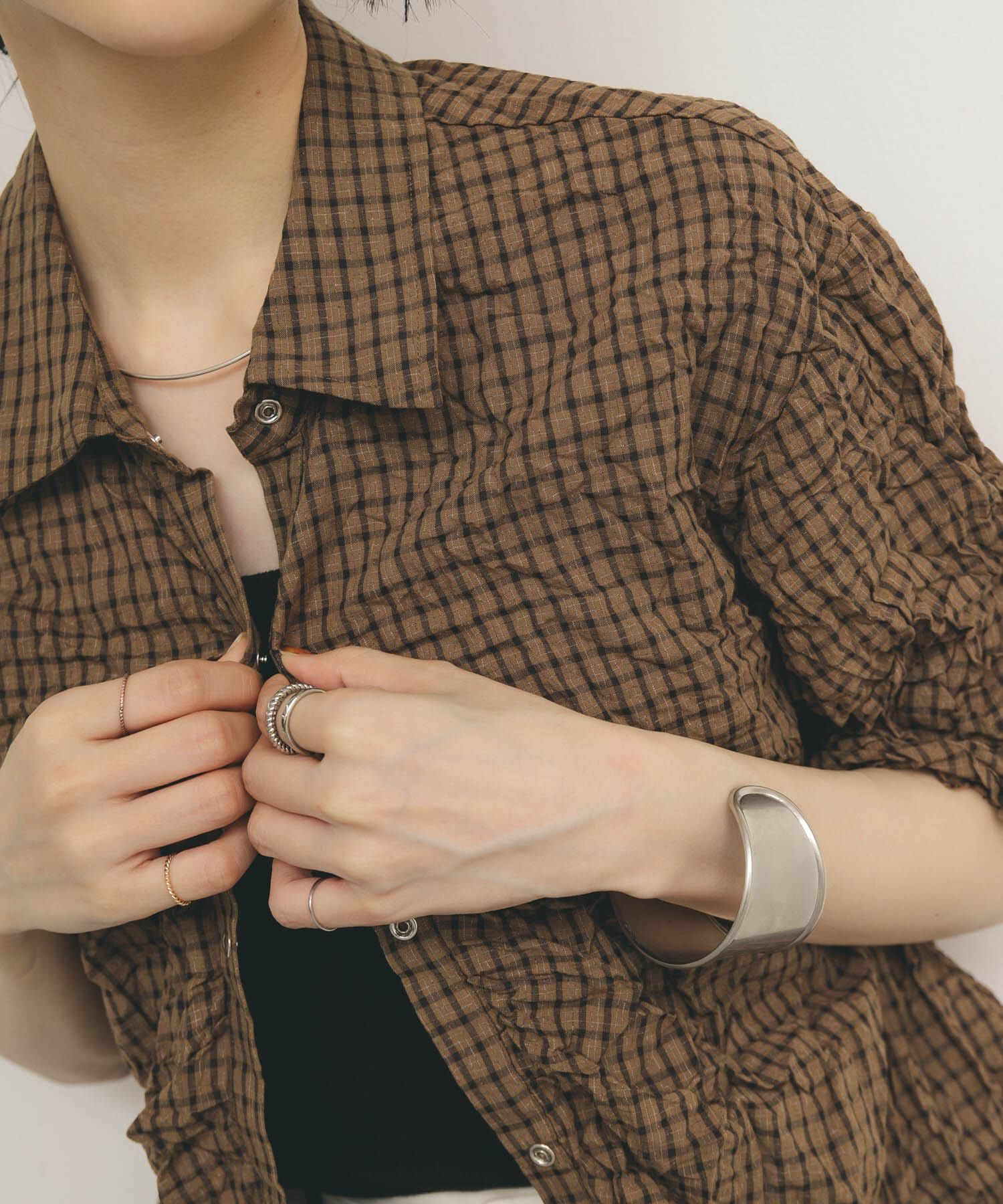  「ワッシャーチェックシャツ」|シャツ・ブラウス|ブラウン系その他