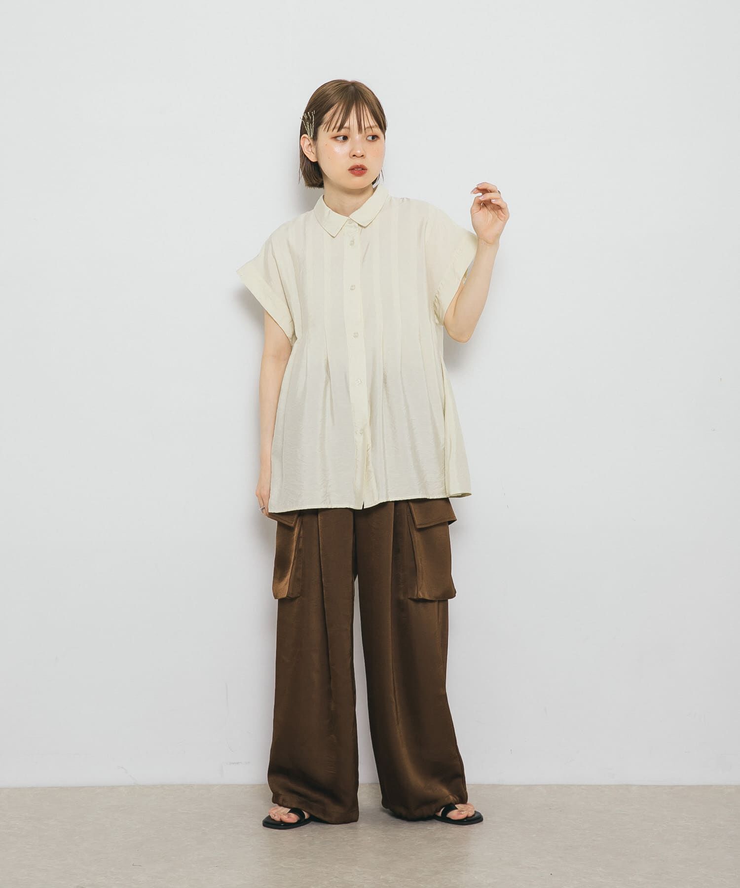  「スリーブレスタックフレアブラウス」|シャツ・ブラウス|