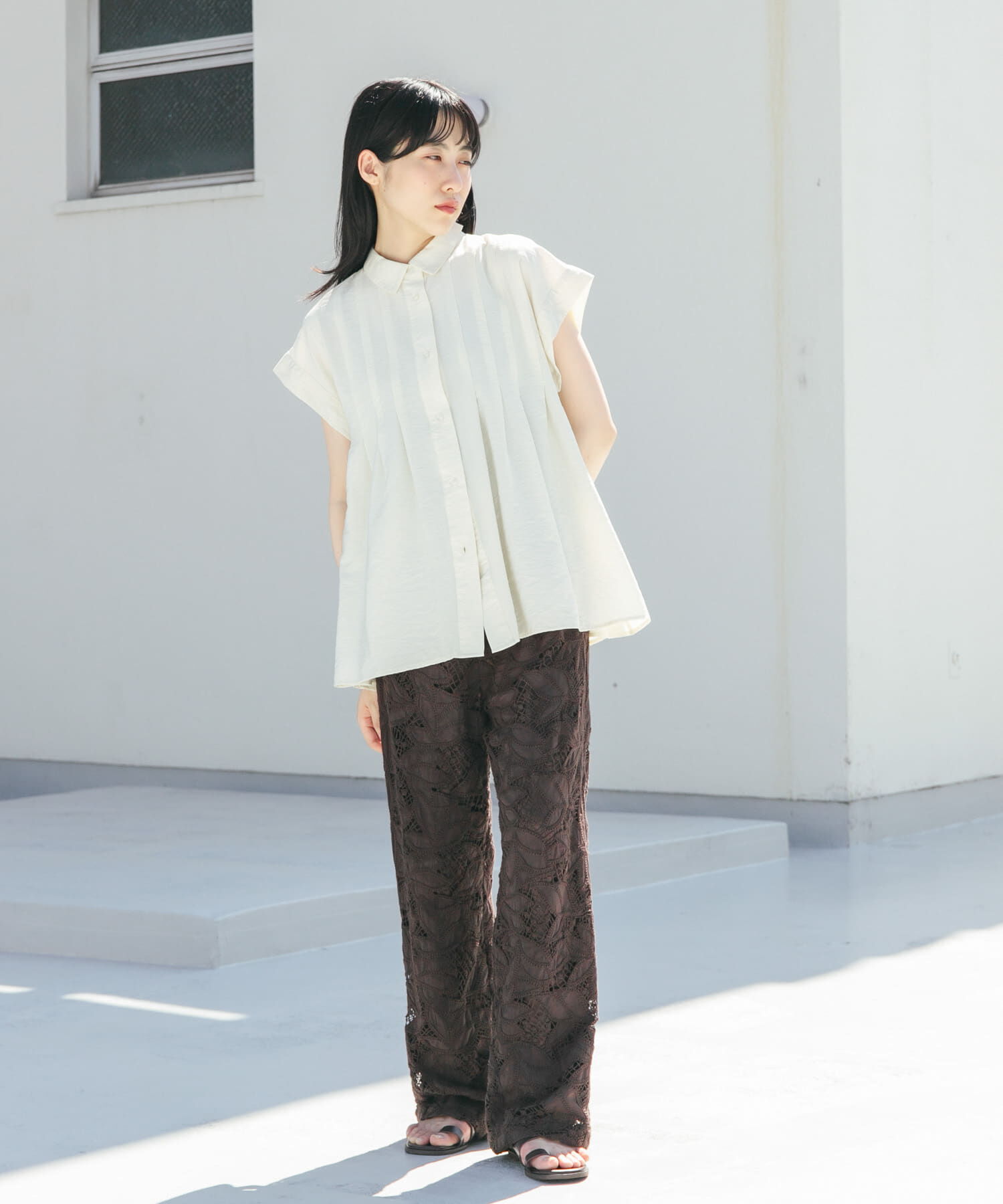  「スリーブレスタックフレアブラウス」|シャツ・ブラウス|