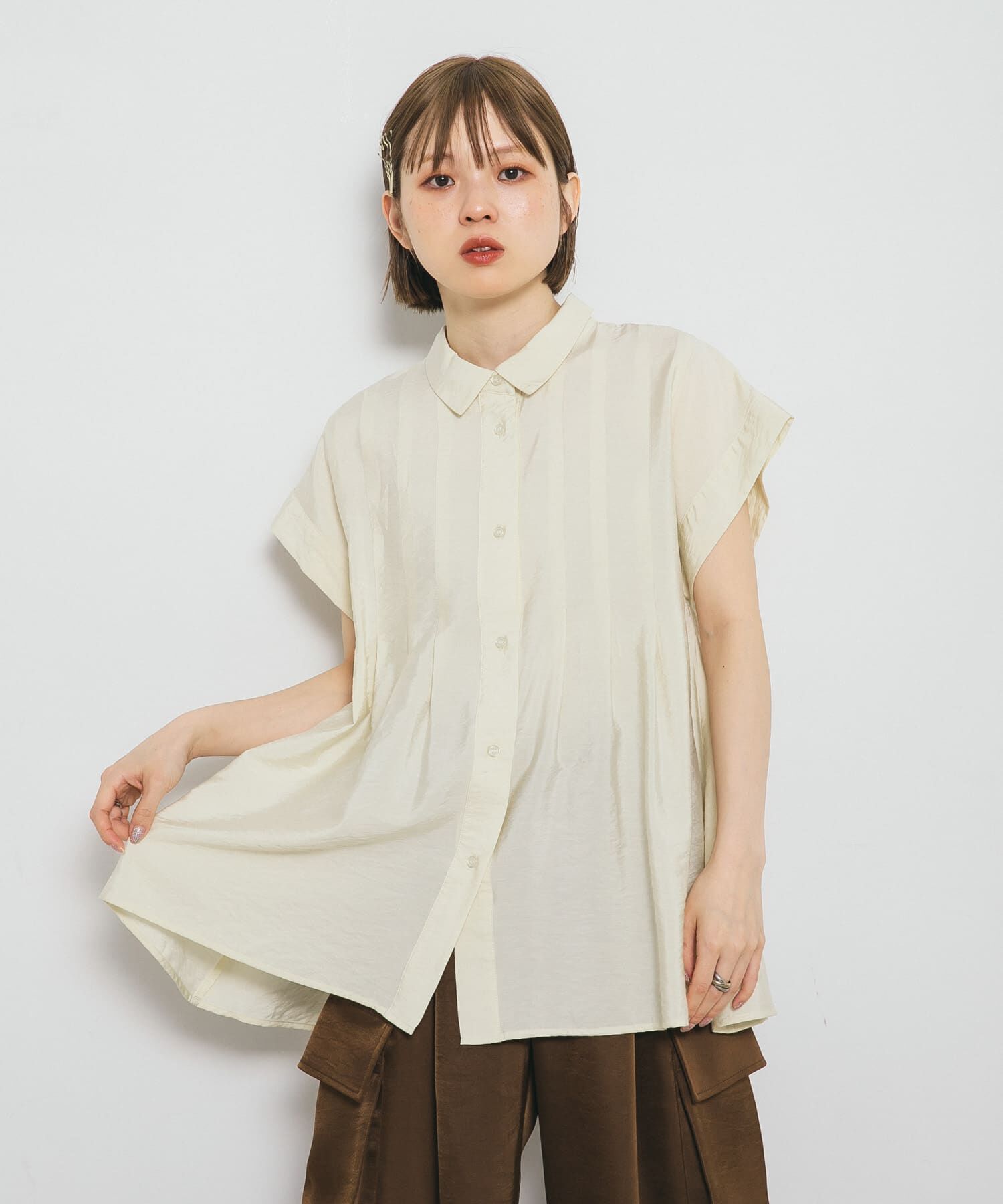  「スリーブレスタックフレアブラウス」|シャツ・ブラウス|