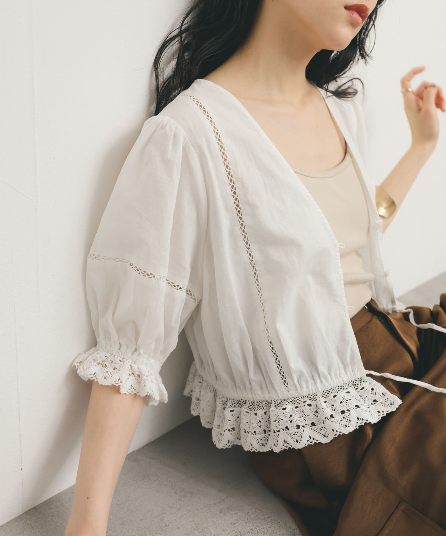  「2WAYコンパクトレースブラウス」|シャツ・ブラウス|