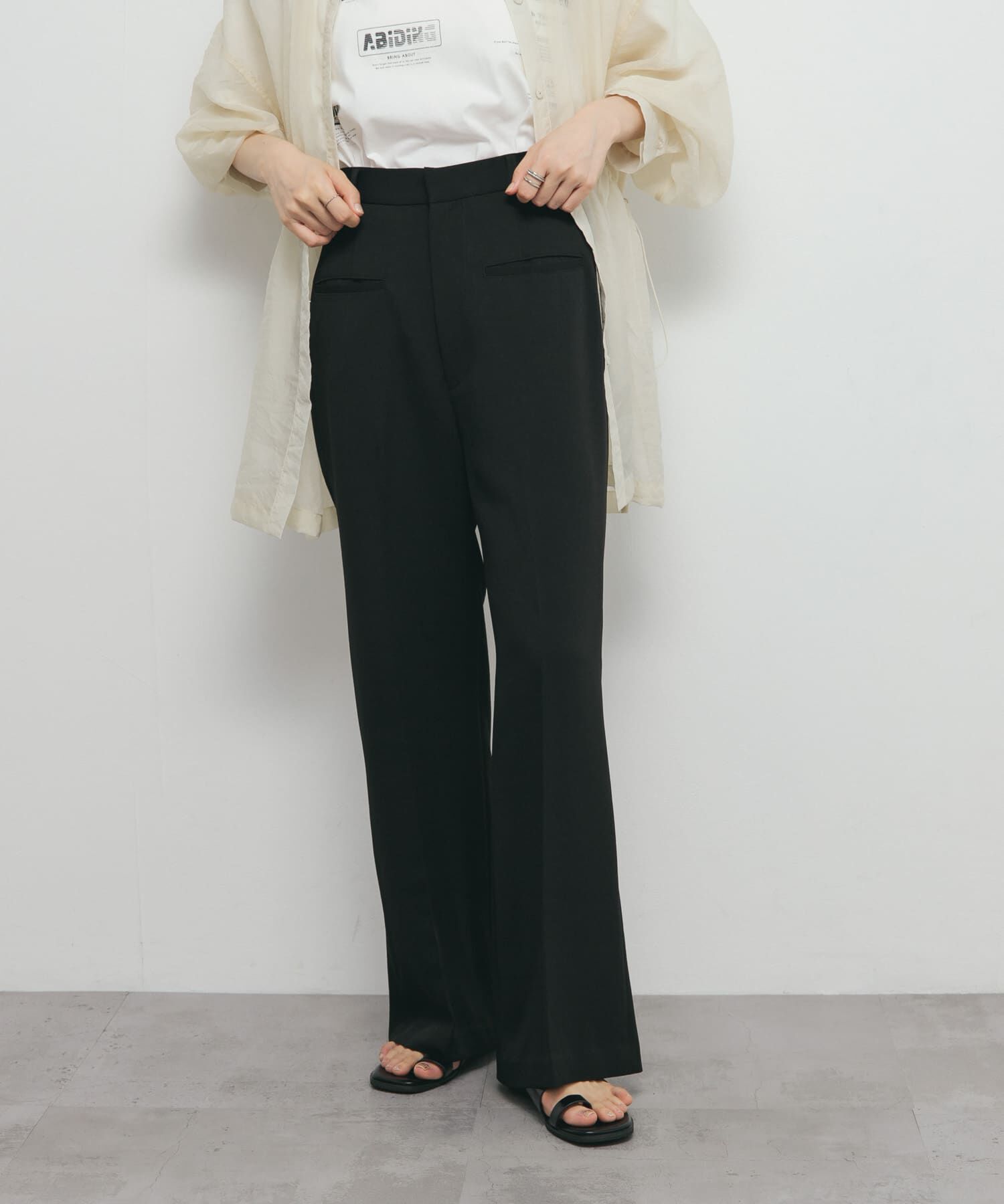  「『2サイズ展開』スリムフレアパンツ」|その他|ブラック