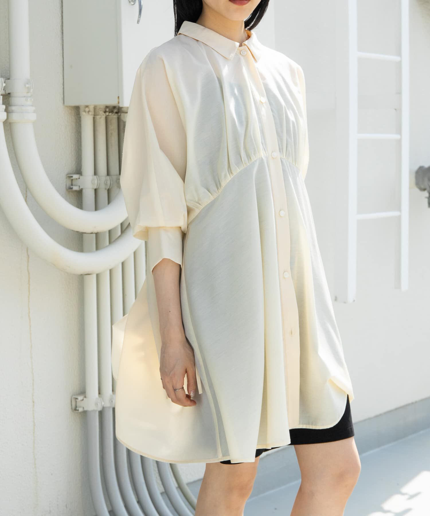  「カーブギャザーミニワンピース」|ワンピース|