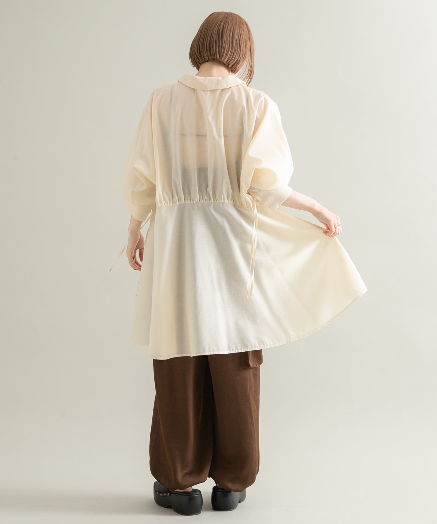  「カーブギャザーミニワンピース」|ワンピース|