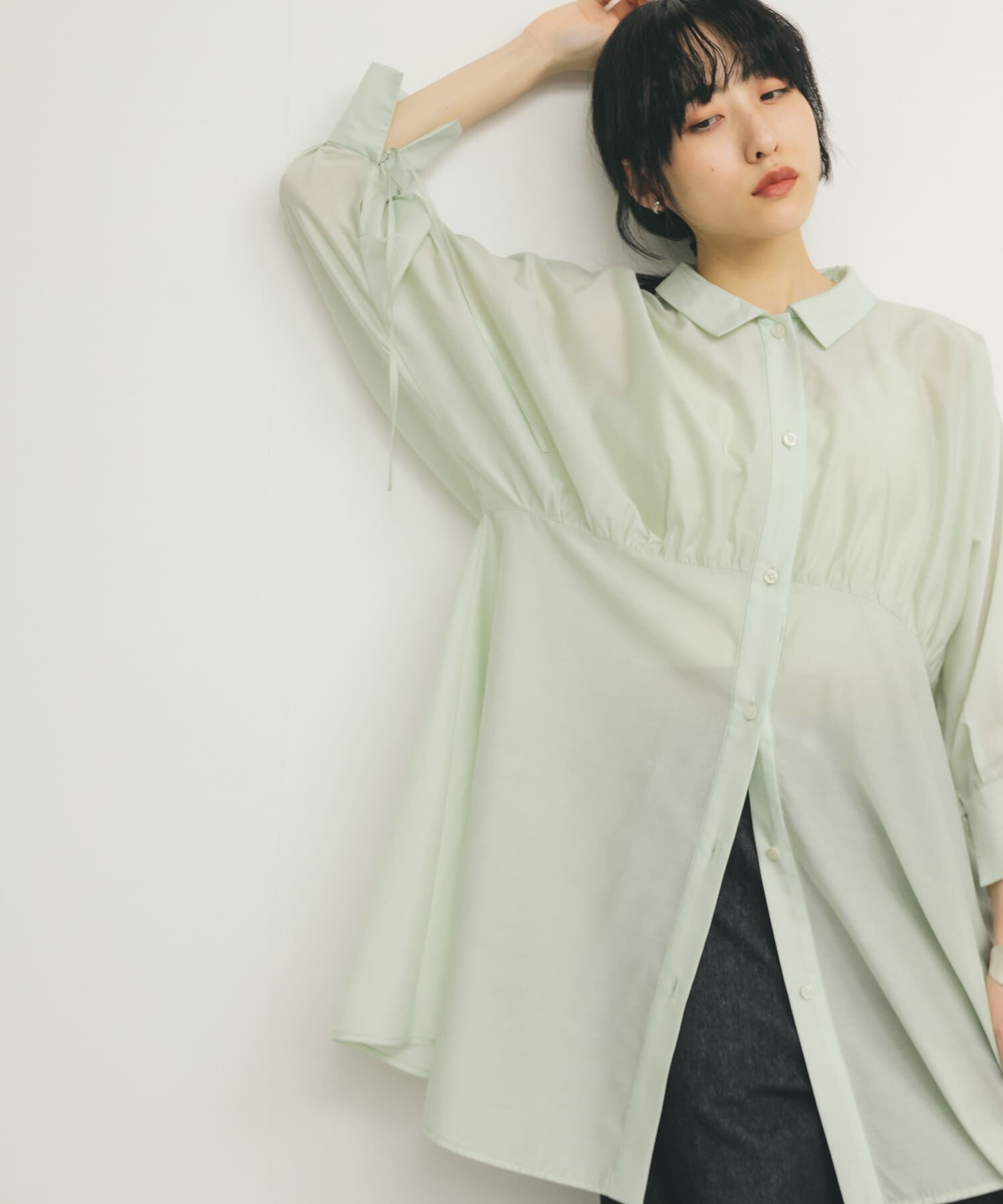  「カーブギャザーミニワンピース」|ワンピース|