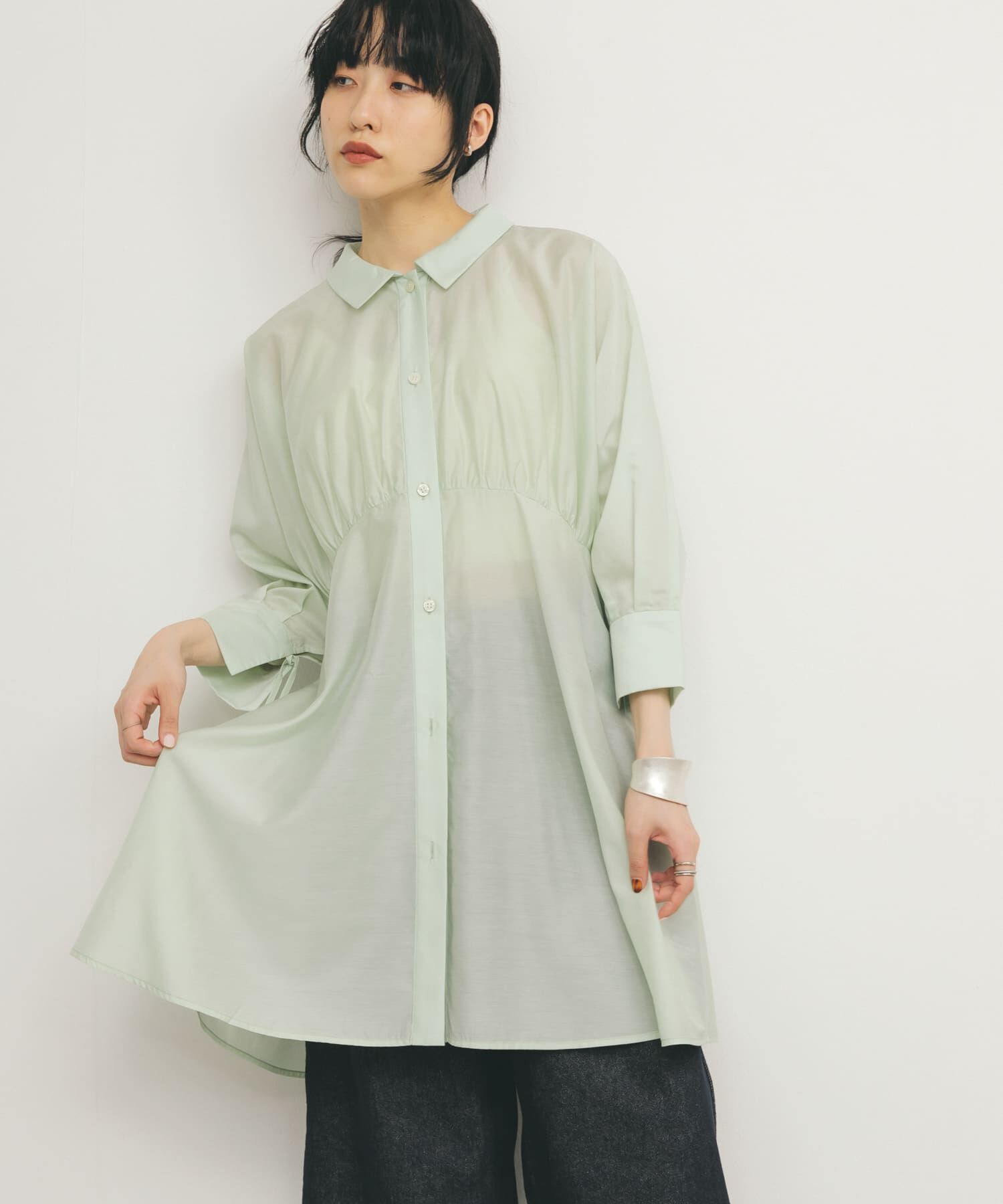  「カーブギャザーミニワンピース」|ワンピース|