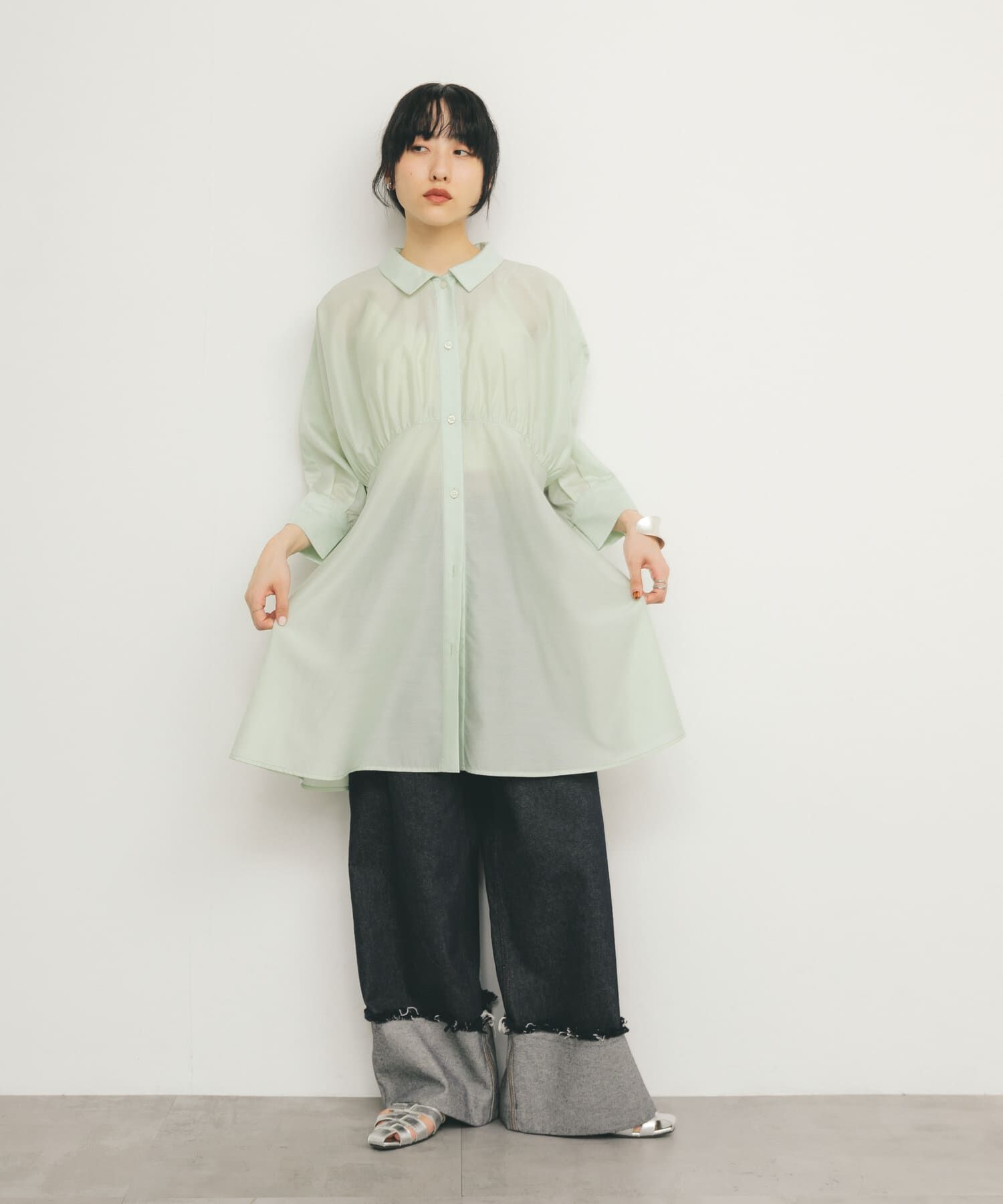  「カーブギャザーミニワンピース」|ワンピース|