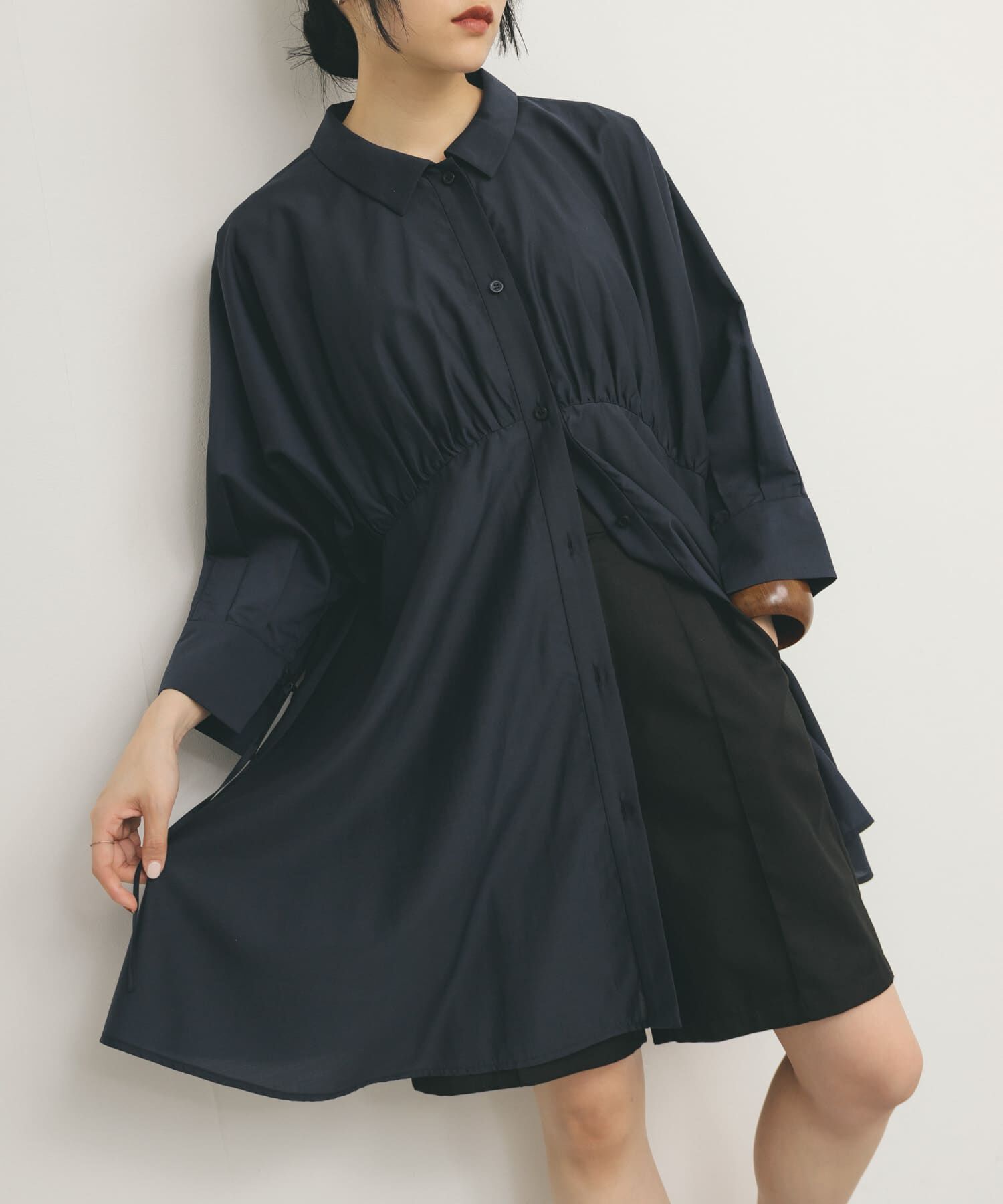  「カーブギャザーミニワンピース」|ワンピース|