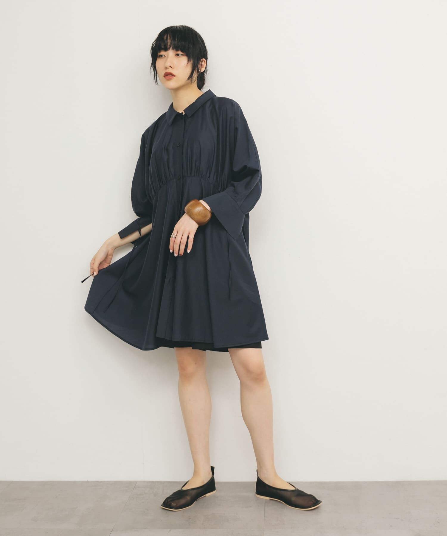  「カーブギャザーミニワンピース」|ワンピース|