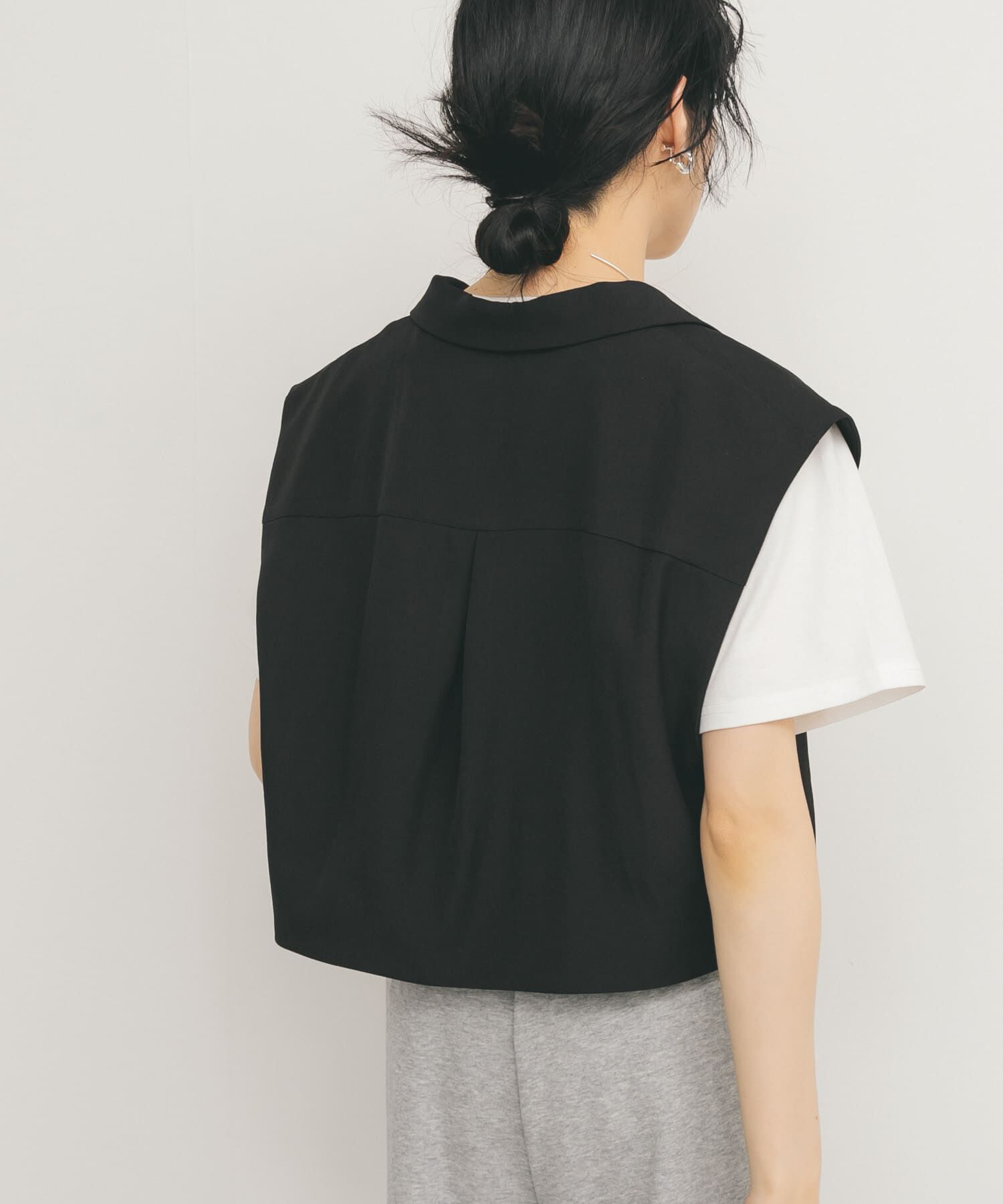  「ルーズテーラードベスト」|ノーカラーコート|