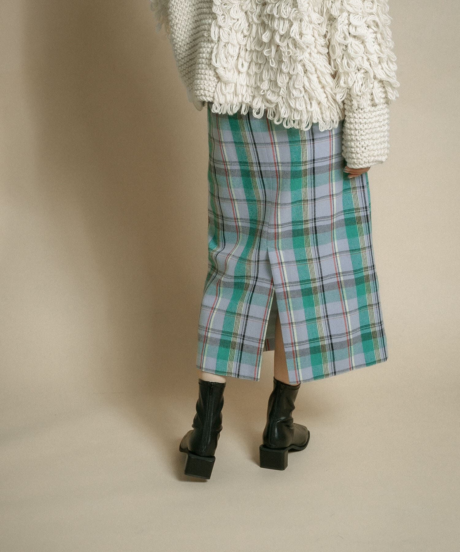  「チェックIラインミディスカート」|スカート|