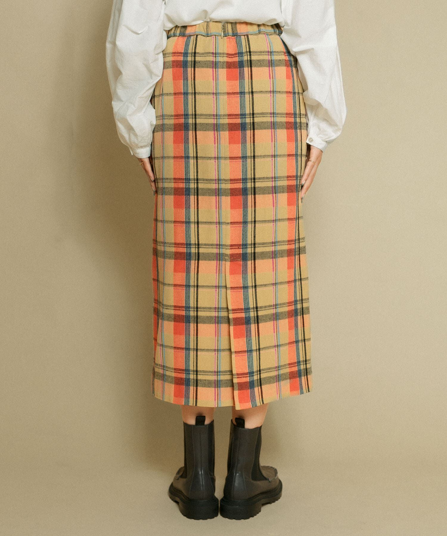  「チェックIラインミディスカート」|スカート|