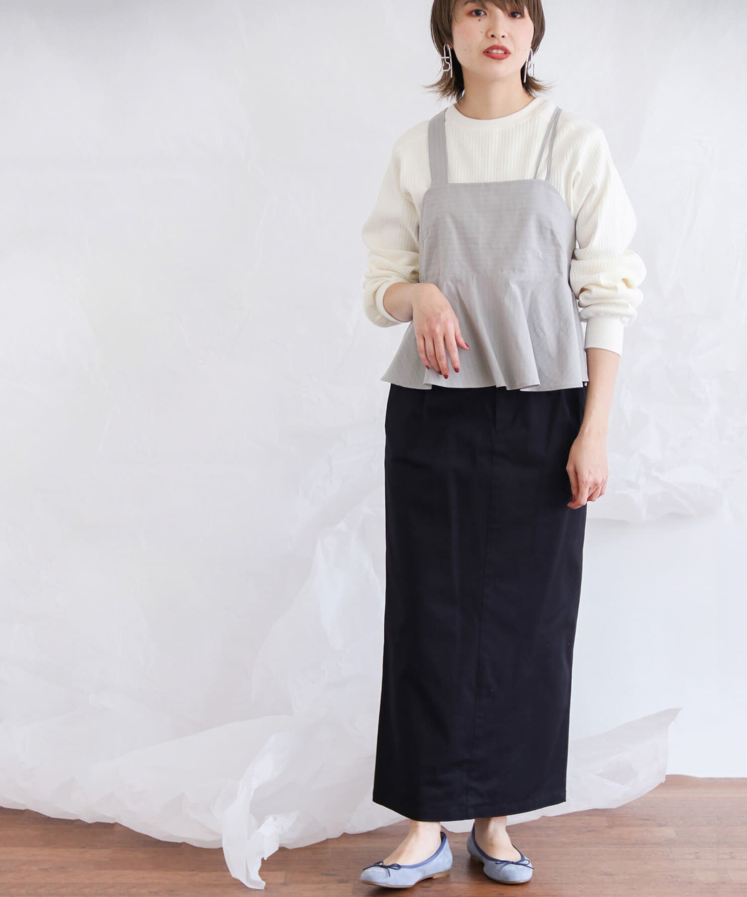  「ストライプアシンメトリーキャミソール&there4;」|キャミソール|