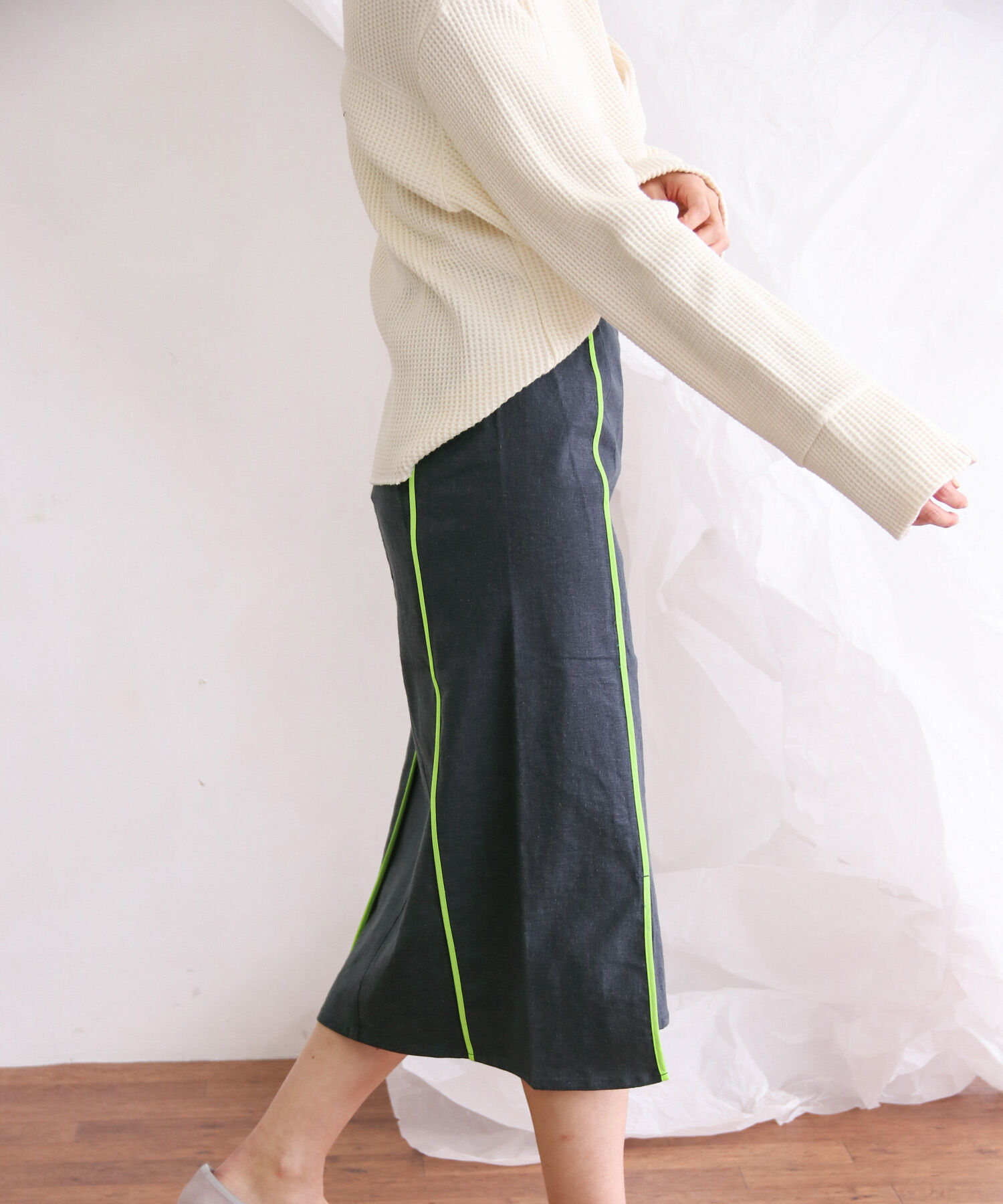  「カラーパイピングスカート」|スカート|