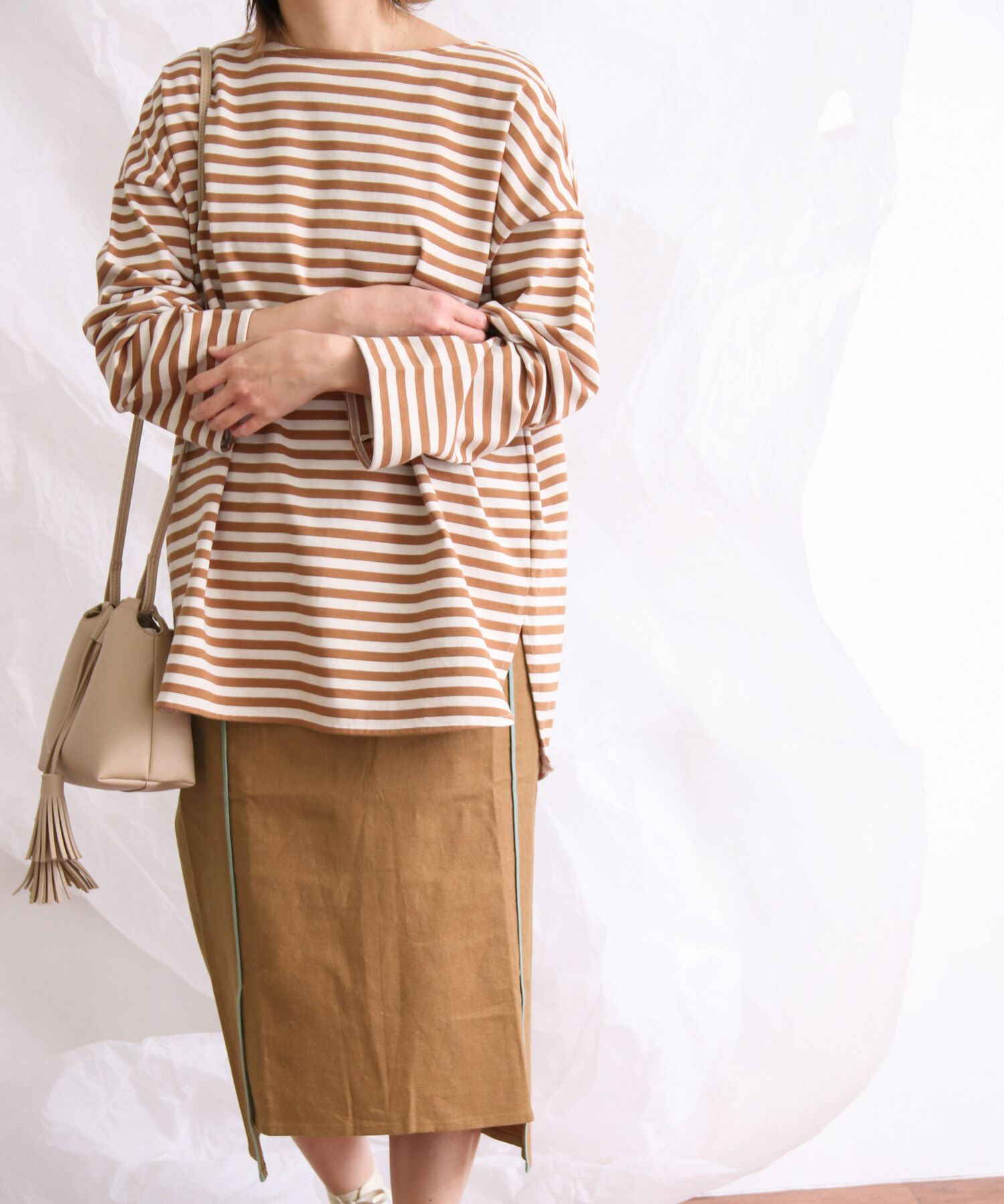  「カラーパイピングスカート」|スカート|