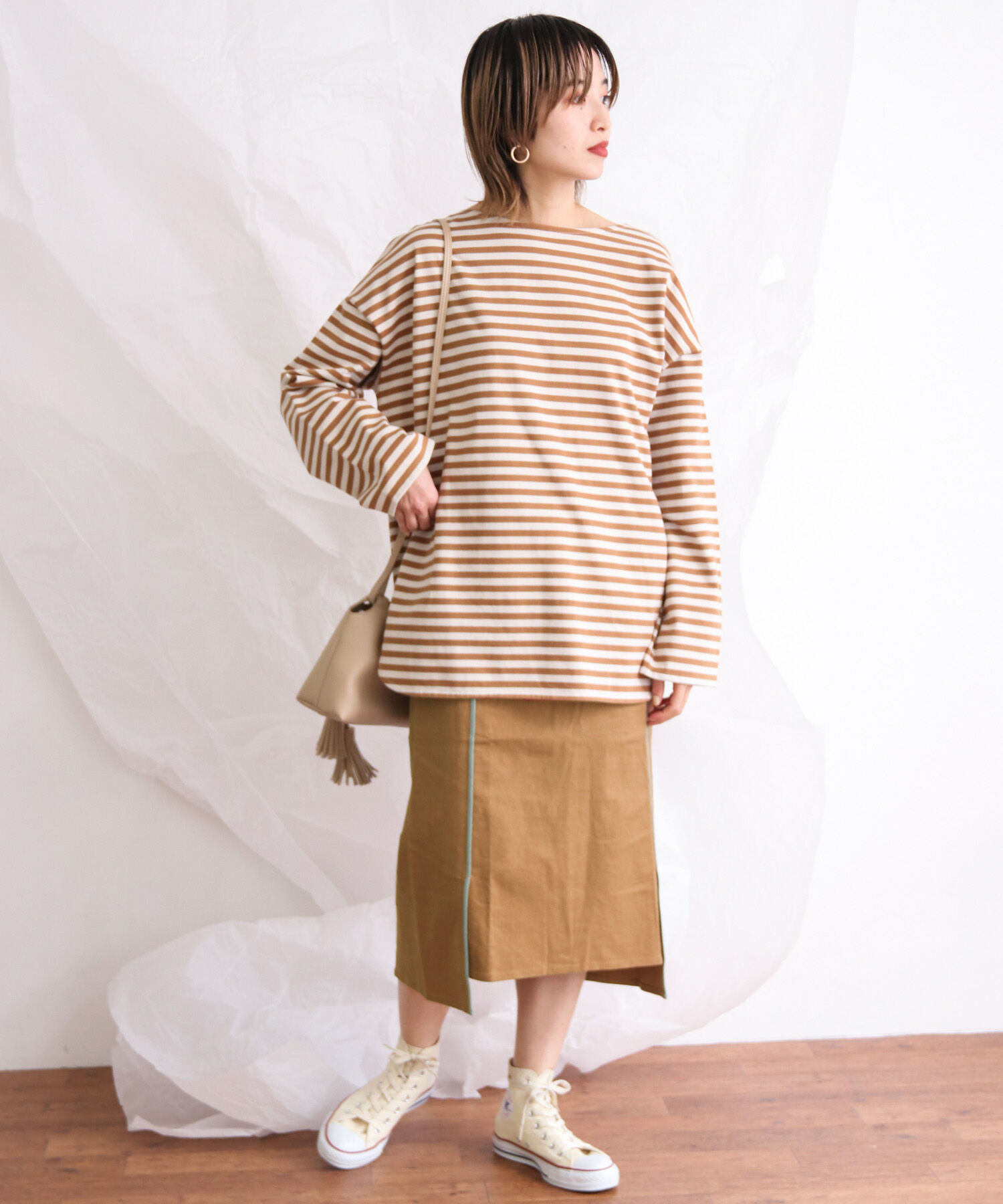  「カラーパイピングスカート」|スカート|