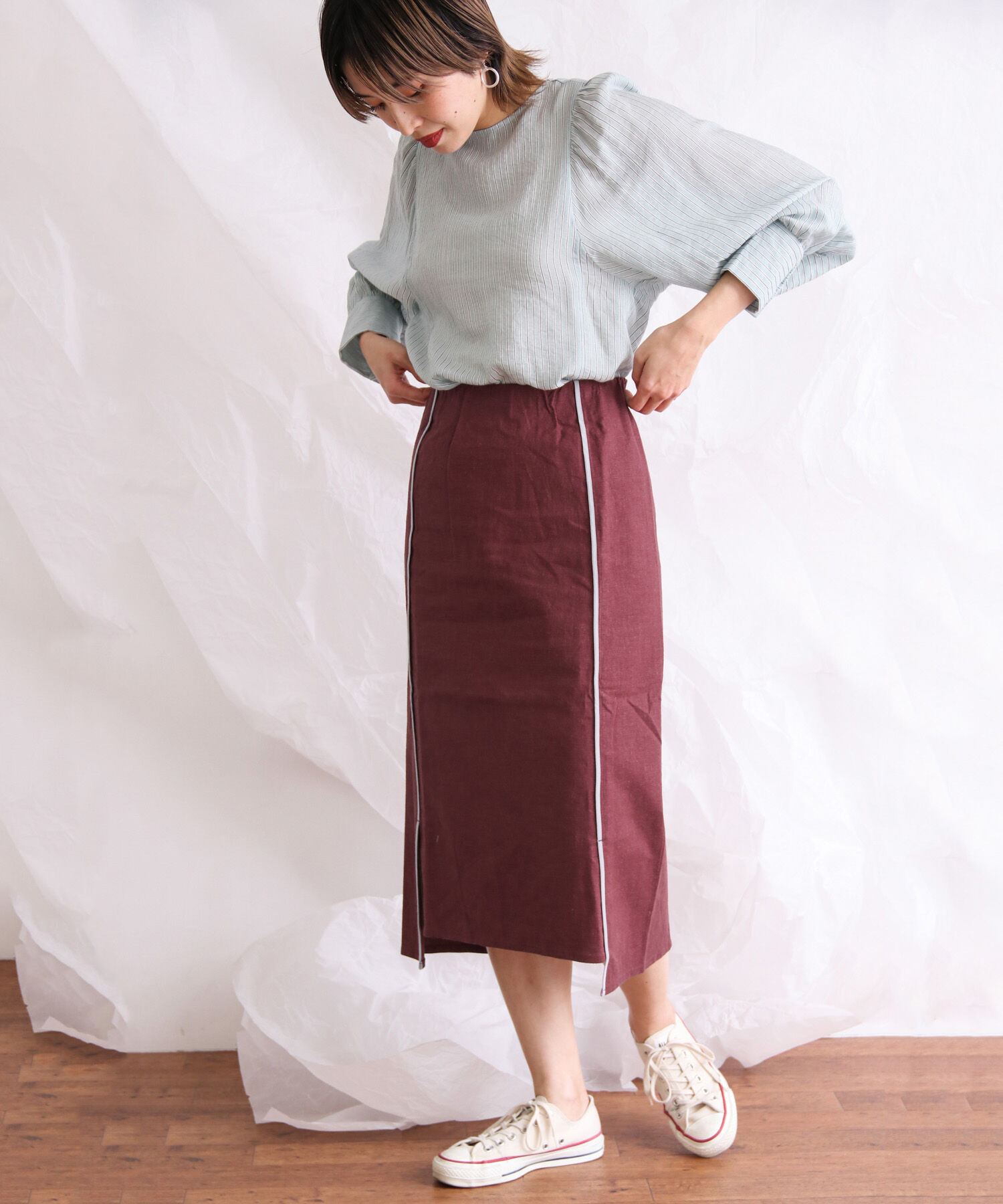  「カラーパイピングスカート」|スカート|