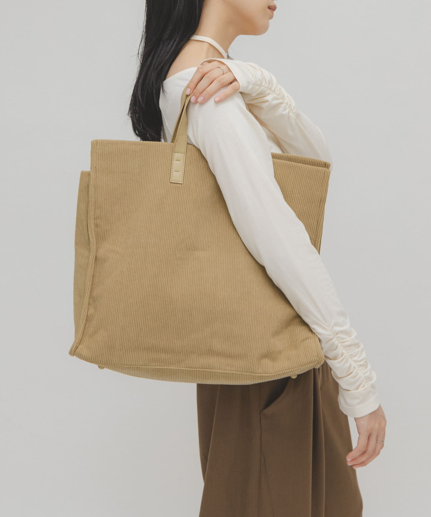  「コーデュロイスクエアビッグBAG」|トートバッグ|