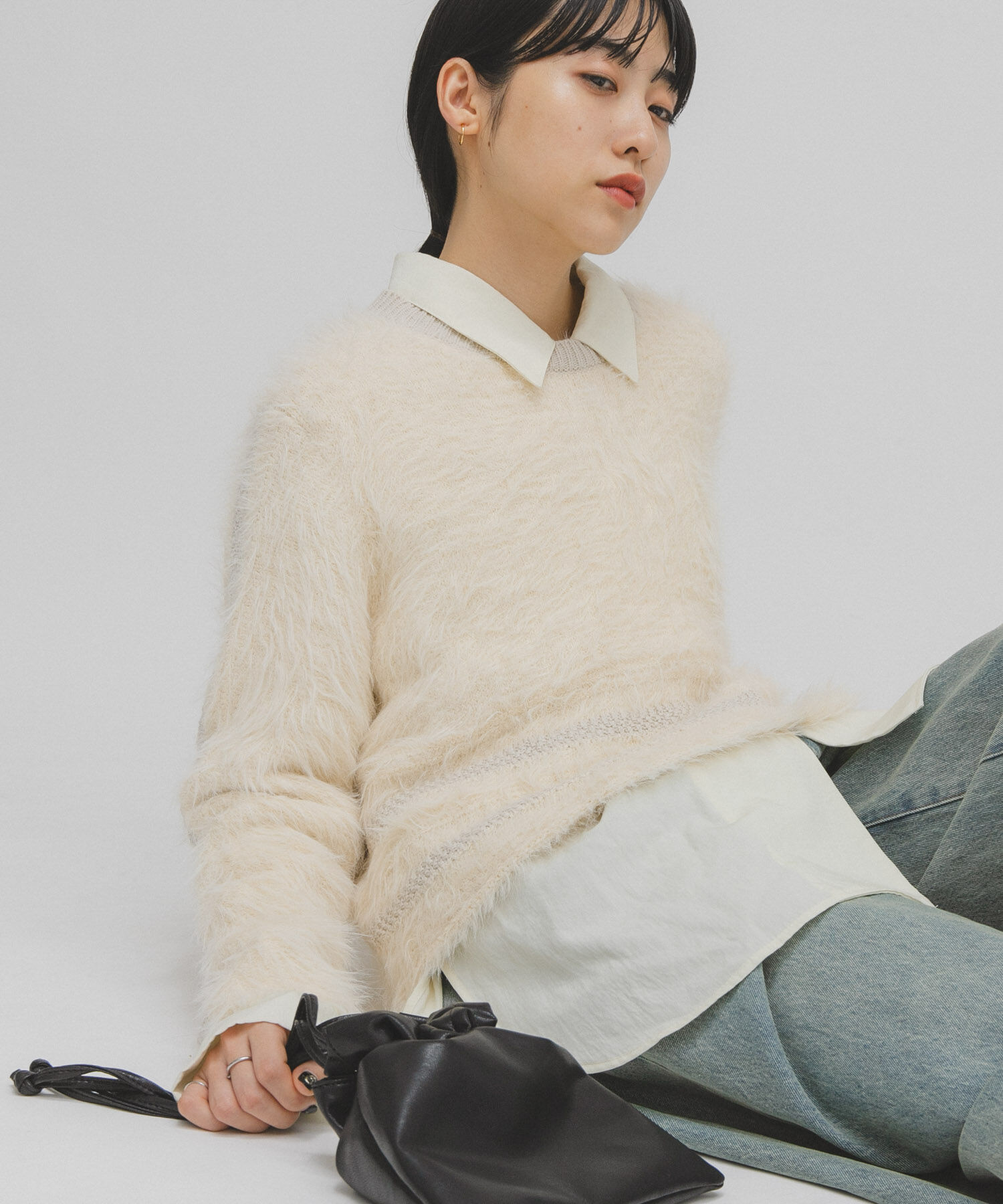  「ラインデザインシャギーニット」|ニット・セーター|