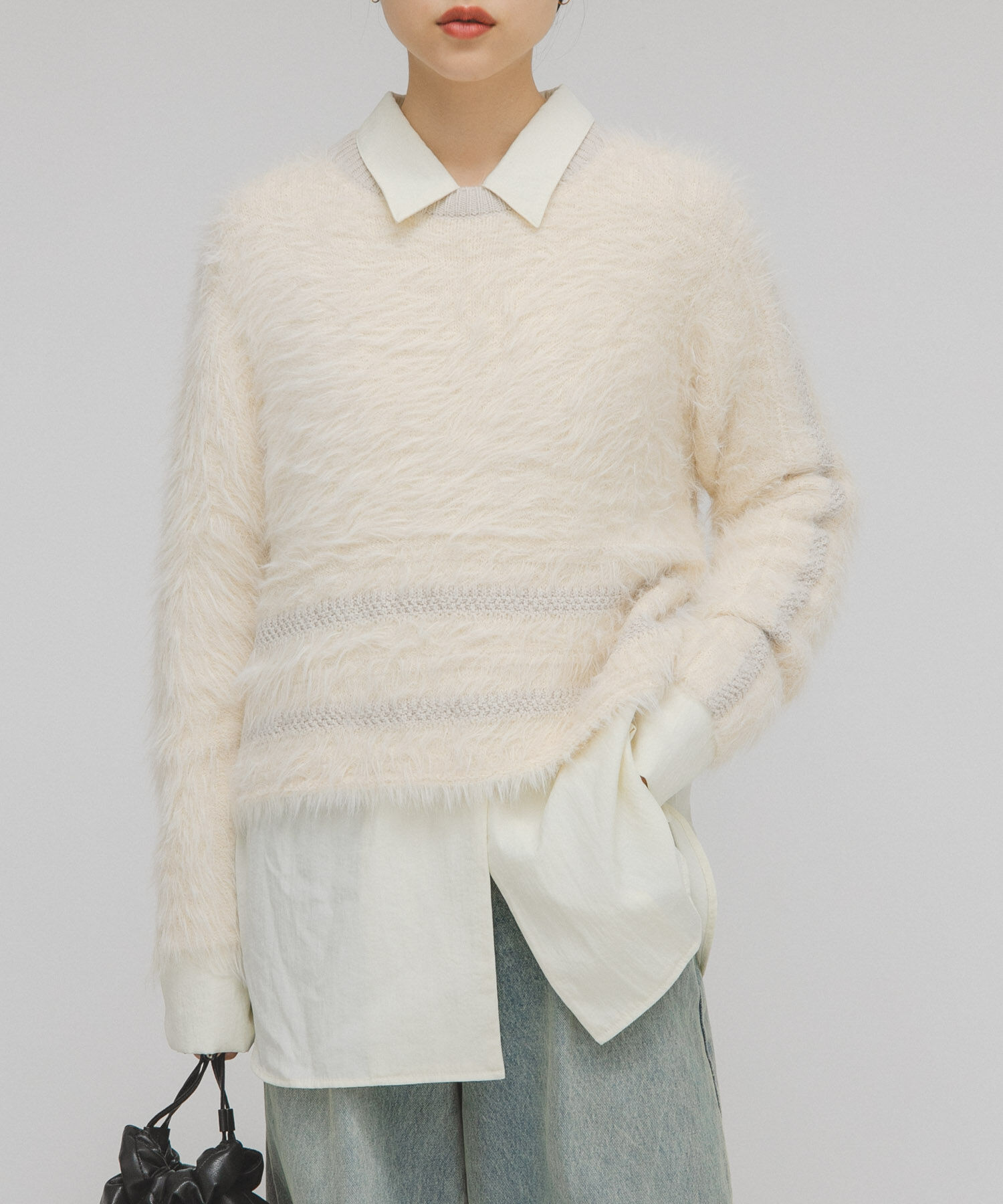  「ラインデザインシャギーニット」|ニット・セーター|