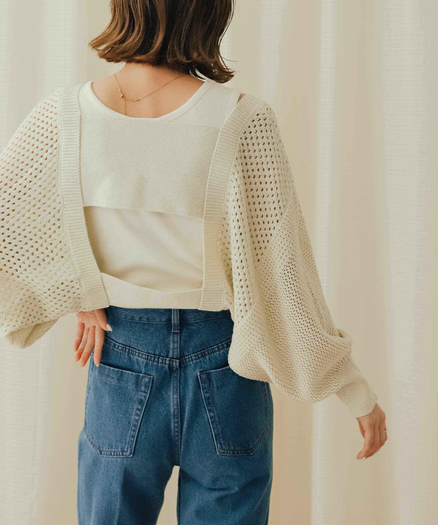 SENSE OF PLACE by URBAN RESEARCH「ラメバックオープンメッシュボレロ」|カーディガン|