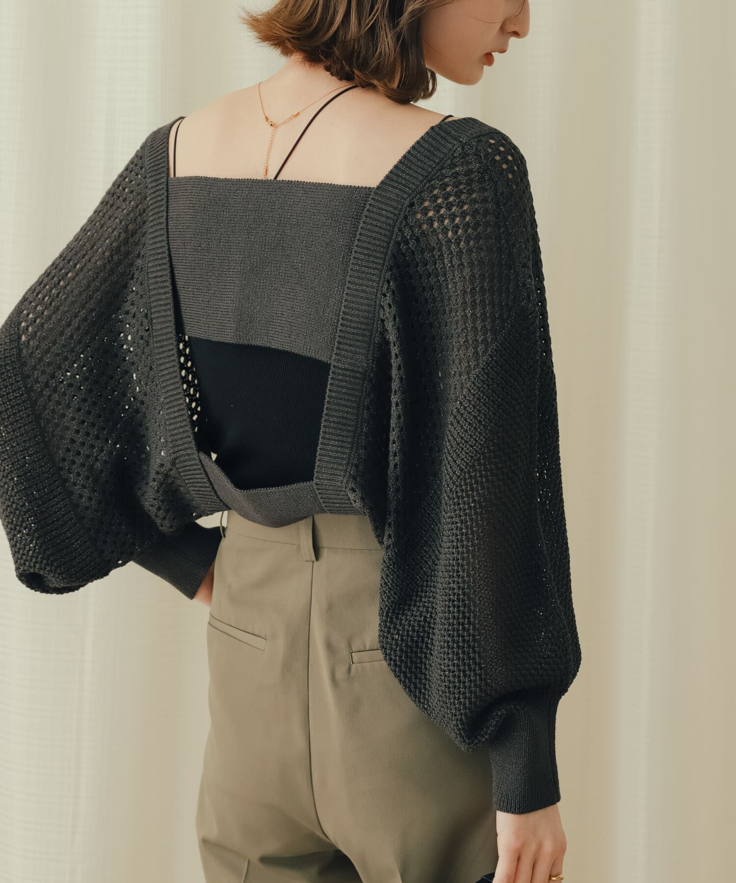 SENSE OF PLACE by URBAN RESEARCH「ラメバックオープンメッシュボレロ」|カーディガン|