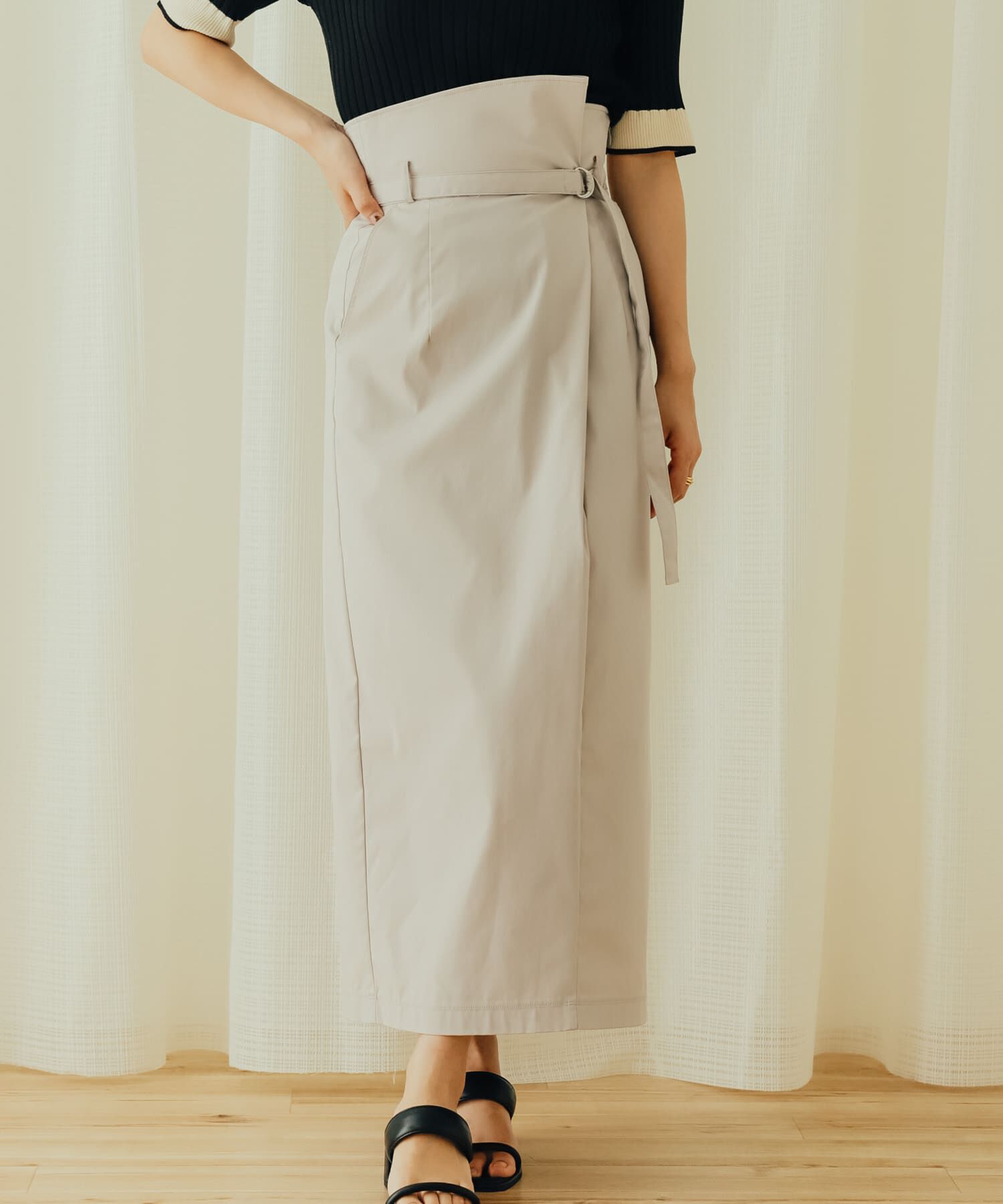 SENSE OF PLACE by URBAN RESEARCH「アシンメトリーハイウエストタイトスカート」|スカート|ライトベージュ