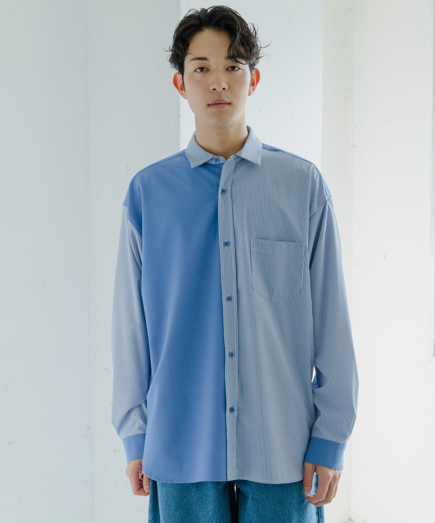 SENSE OF PLACE by URBAN RESEARCH「ストライプブロックドシャツ」|シャツ・ブラウス|