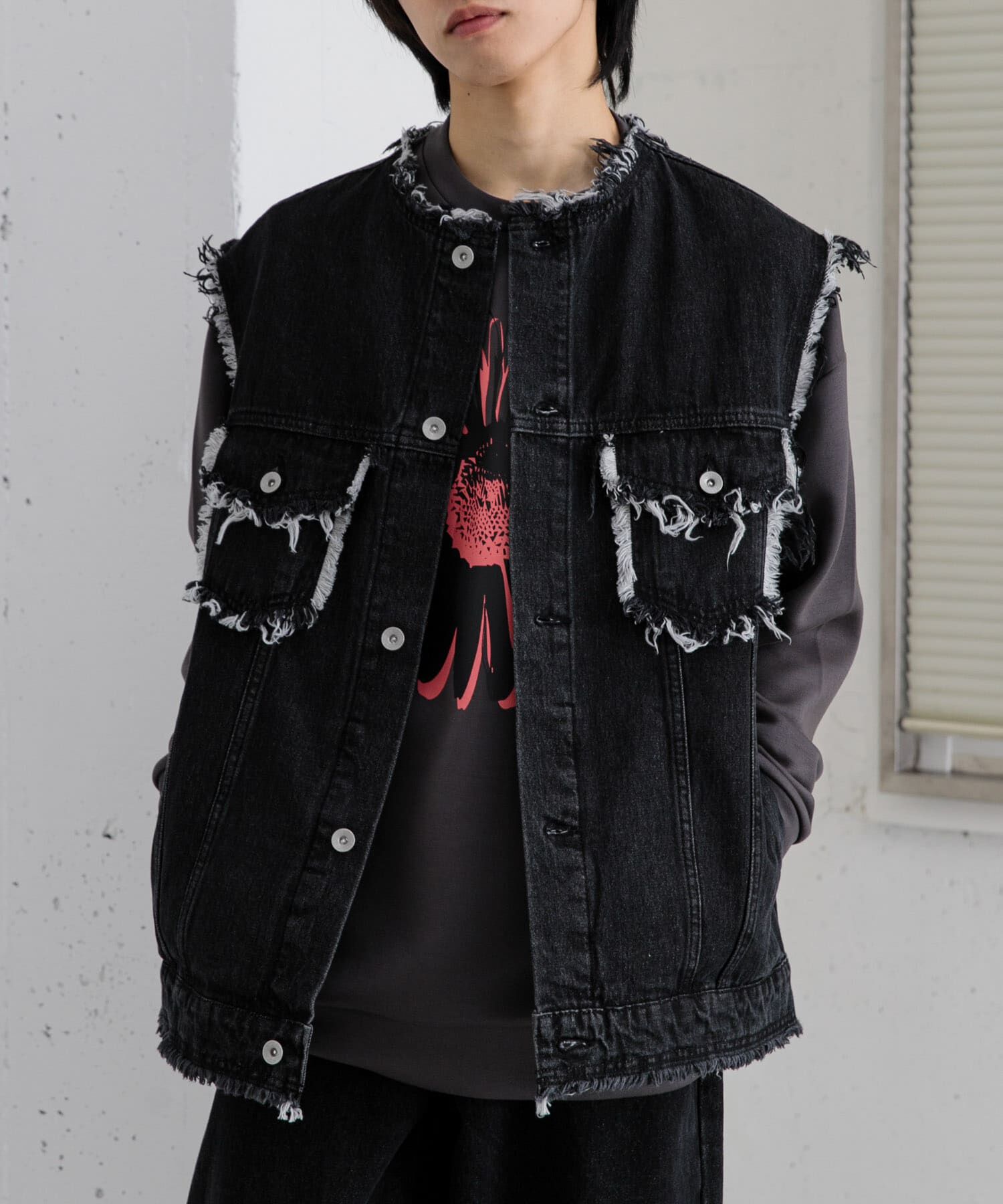 SENSE OF PLACE by URBAN RESEARCH「デニムフリンジベスト」|デニムジャケット|
