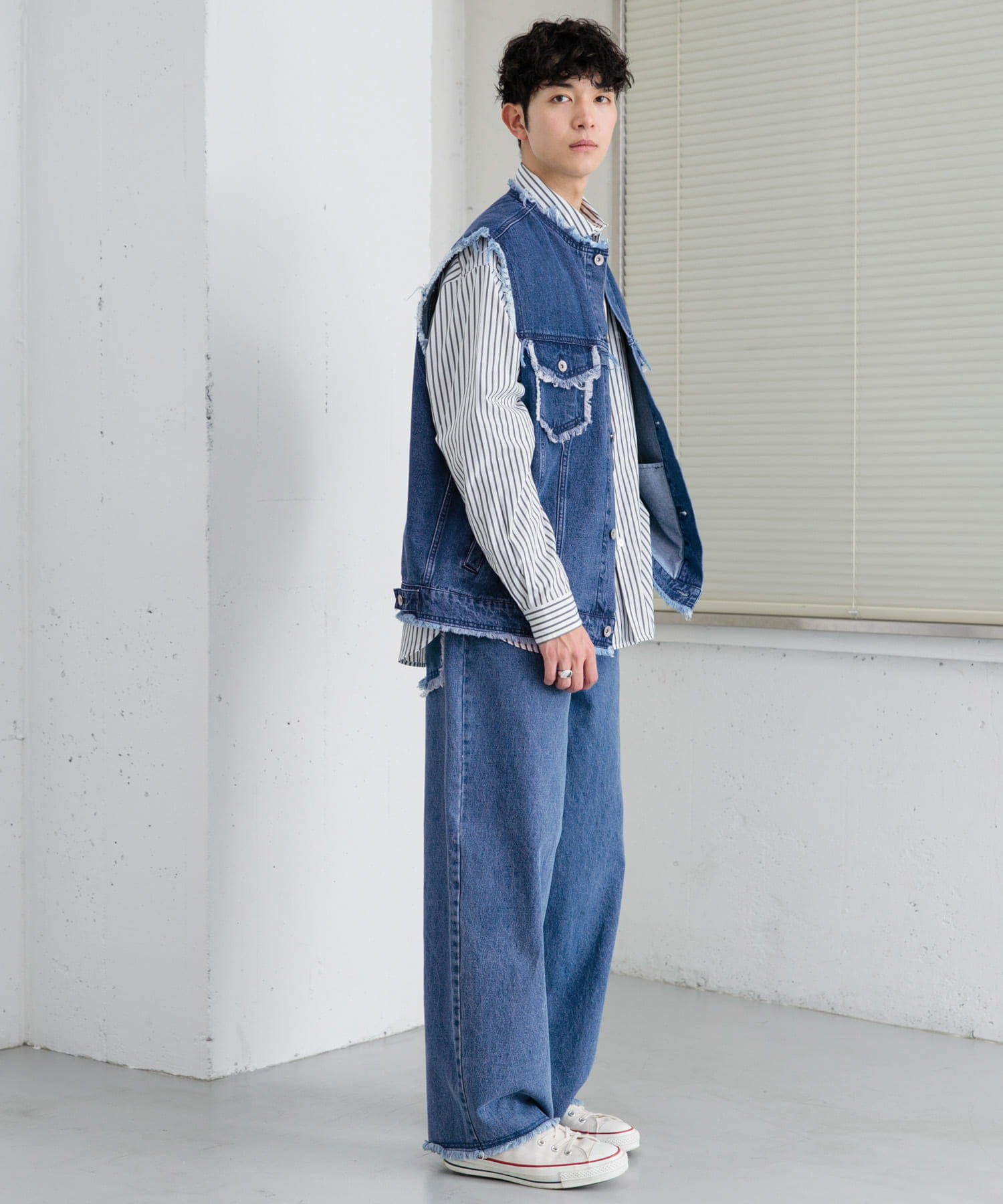 SENSE OF PLACE by URBAN RESEARCH「デニムフリンジベスト」|デニムジャケット|