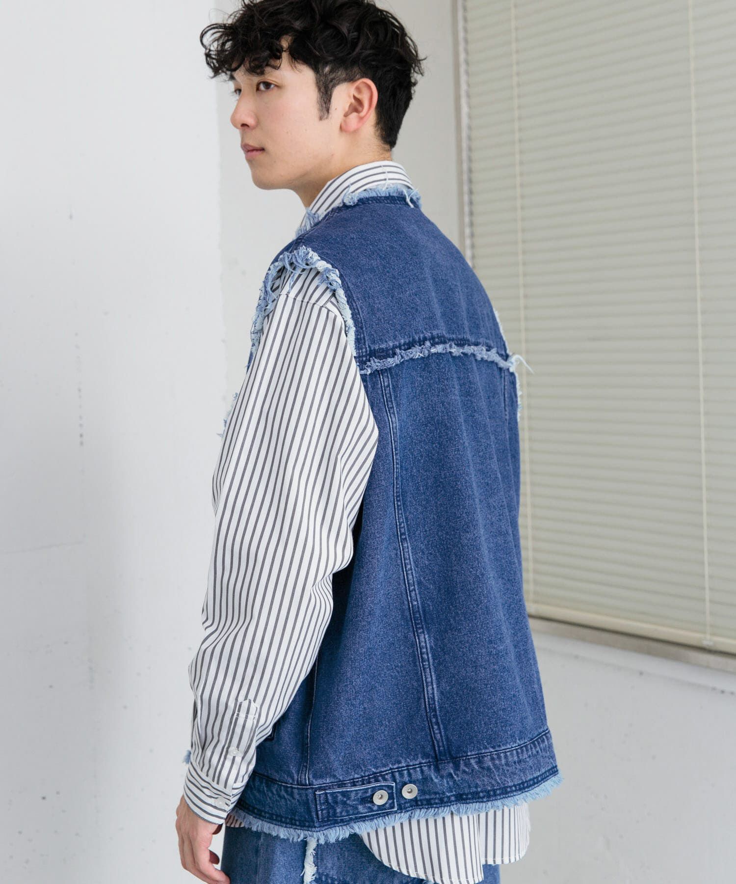 SENSE OF PLACE by URBAN RESEARCH「デニムフリンジベスト」|デニムジャケット|