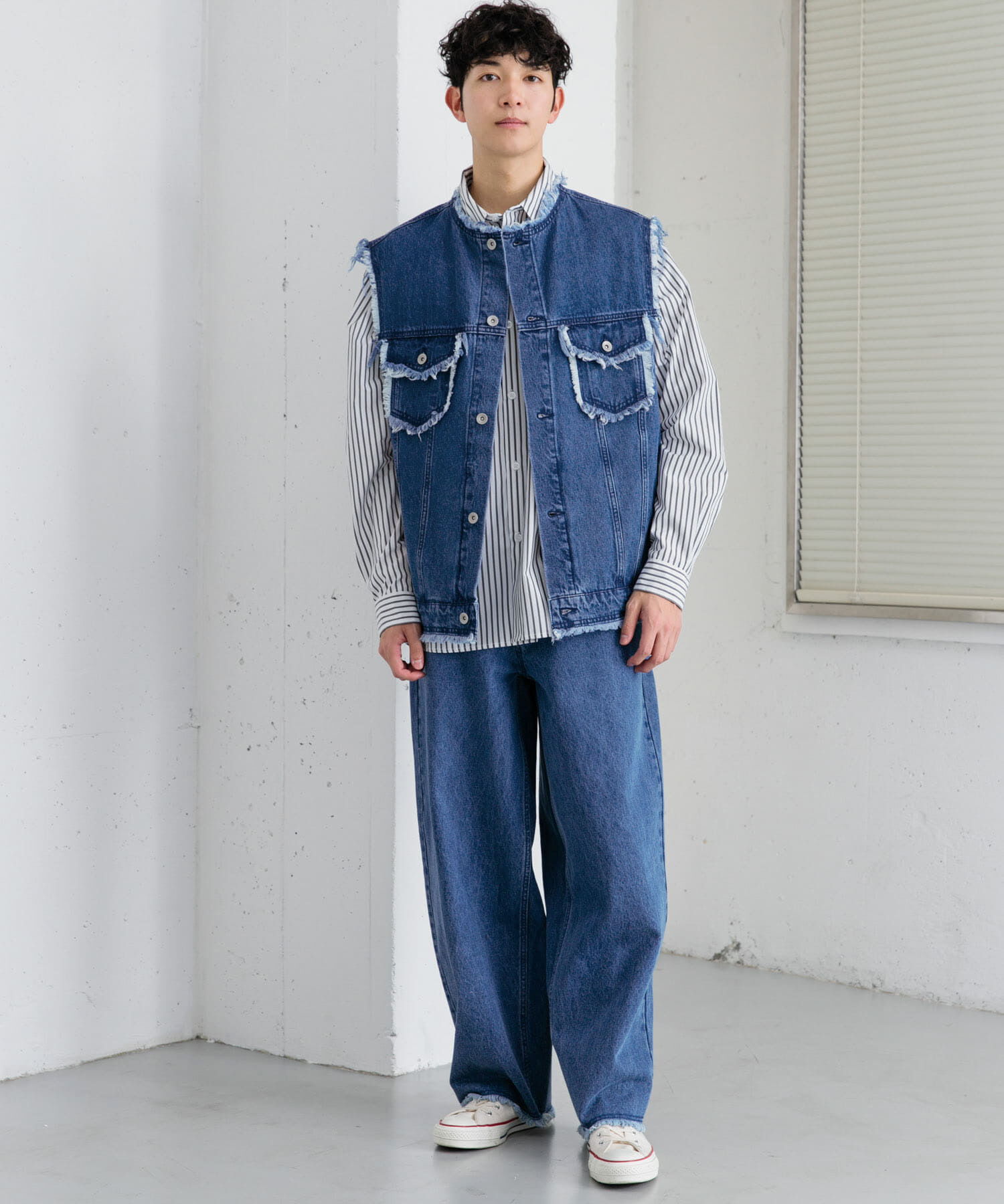 SENSE OF PLACE by URBAN RESEARCH「デニムフリンジベスト」|デニムジャケット|