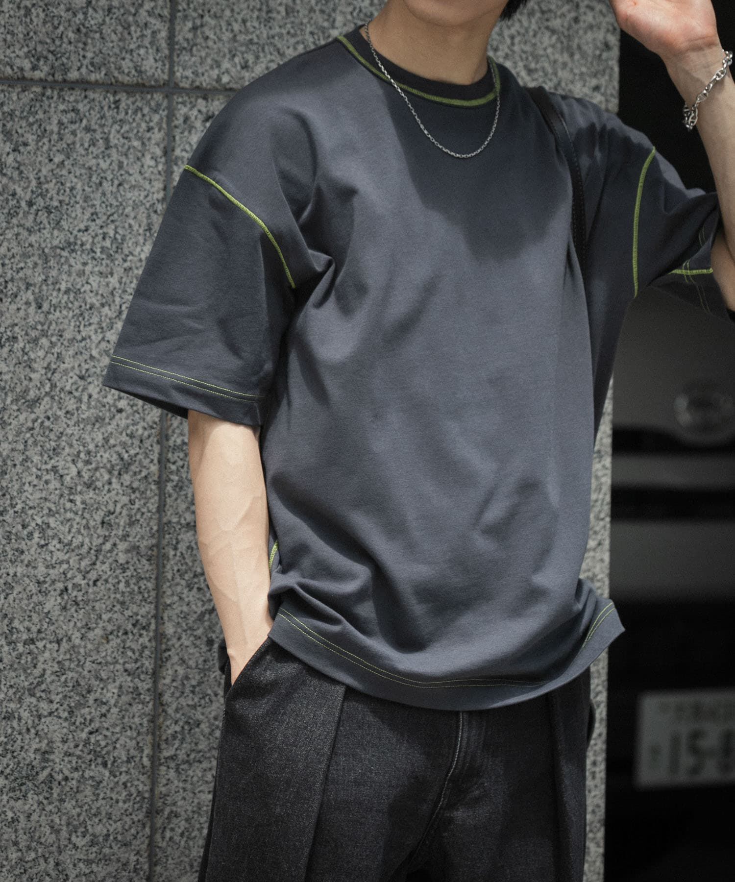 SENSE OF PLACE by URBAN RESEARCH「『ユニセックス』ハイショクステッチデザインT(5分袖)」|Tシャツ・カットソー|