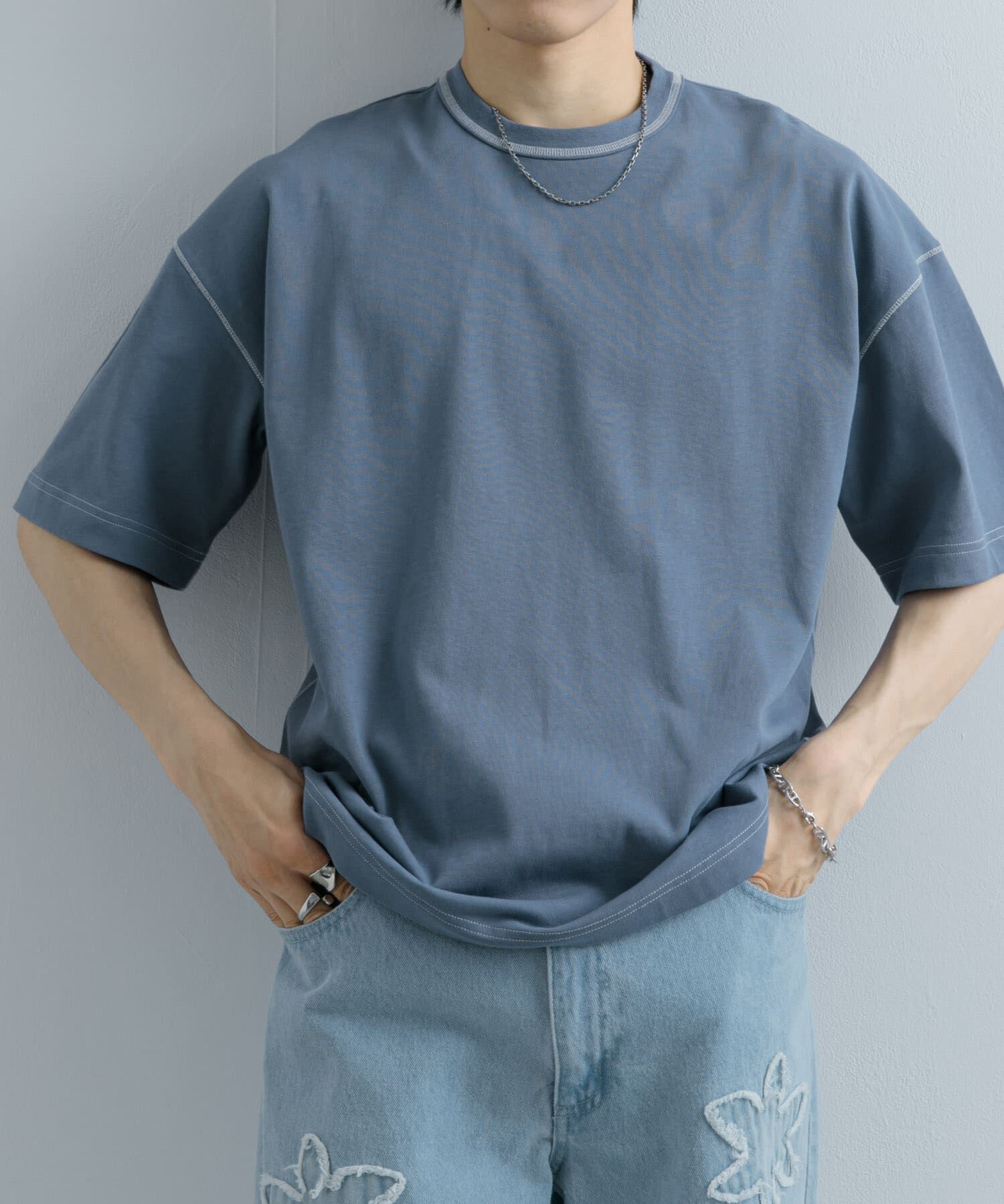 SENSE OF PLACE by URBAN RESEARCH「『ユニセックス』ハイショクステッチデザインT(5分袖)」|Tシャツ・カットソー|