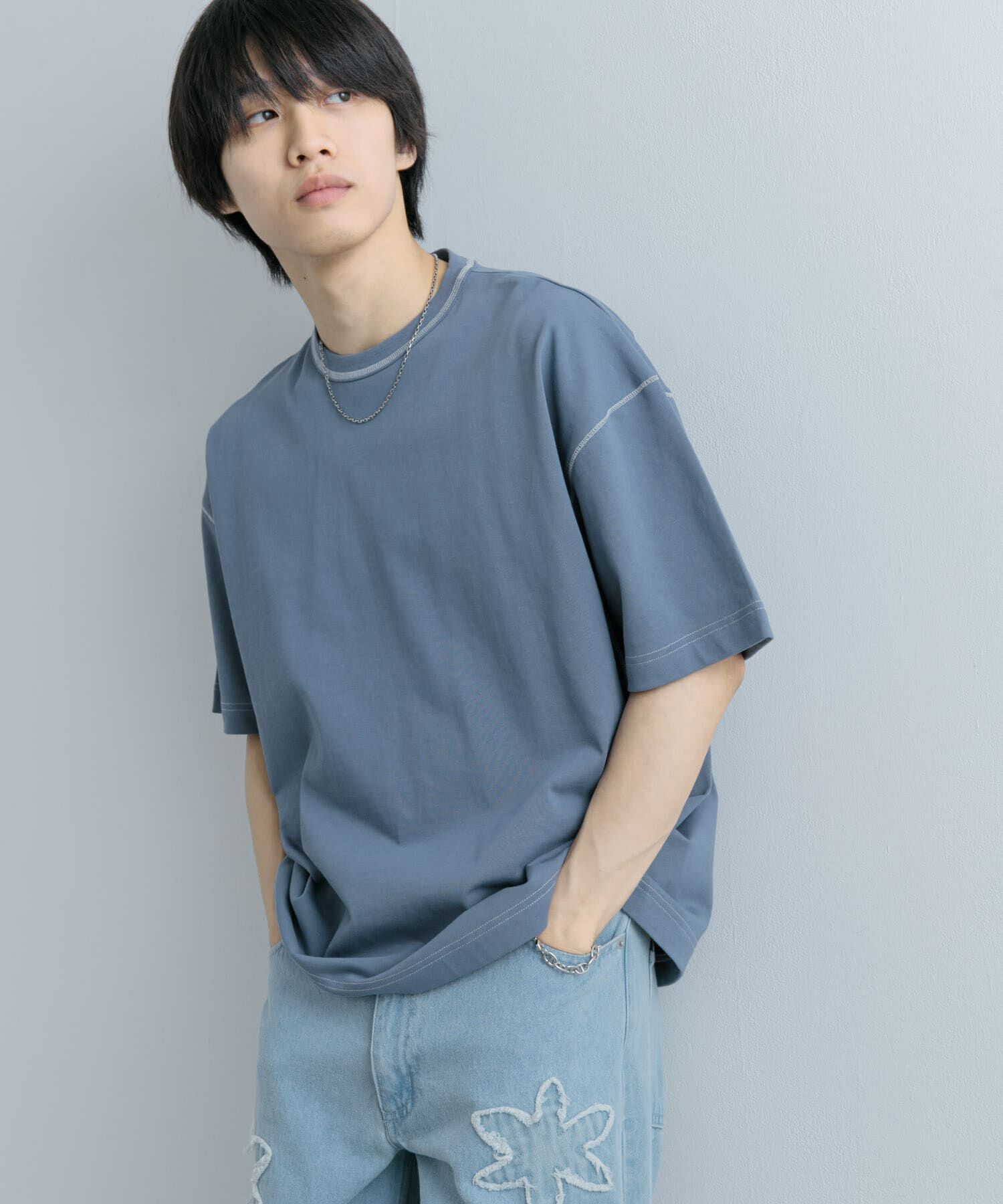 SENSE OF PLACE by URBAN RESEARCH「『ユニセックス』ハイショクステッチデザインT(5分袖)」|Tシャツ・カットソー|
