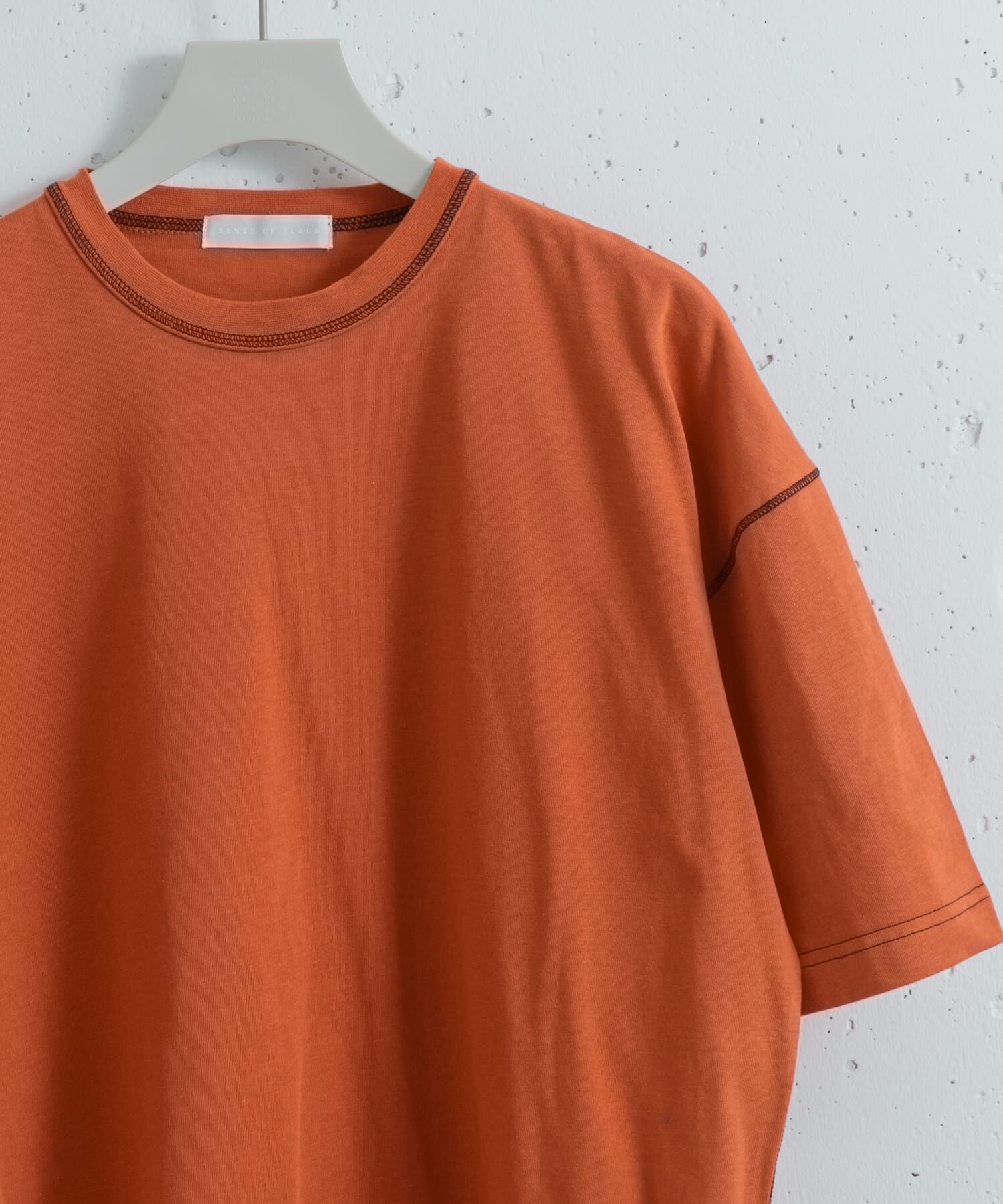 SENSE OF PLACE by URBAN RESEARCH「『ユニセックス』ハイショクステッチデザインT(5分袖)」|Tシャツ・カットソー|オレンジ