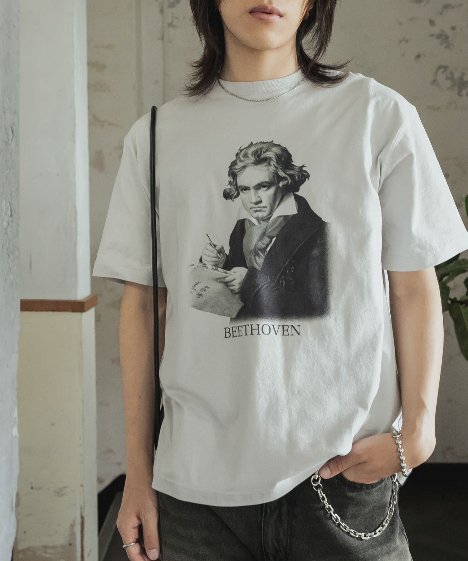 SENSE OF PLACE by URBAN RESEARCH「ヴィンテージライクTシャツ(ベートーヴェン)」|Tシャツ・カットソー|ライトグレー