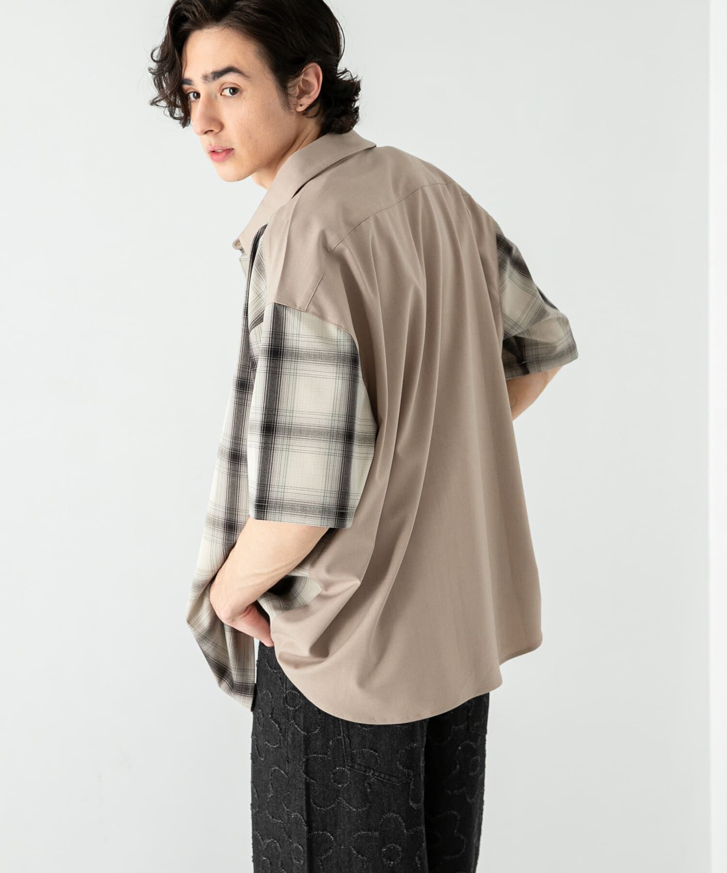 SENSE OF PLACE by URBAN RESEARCH「チェックブロックドルーズシャツ(5分袖)」|シャツ・ブラウス|