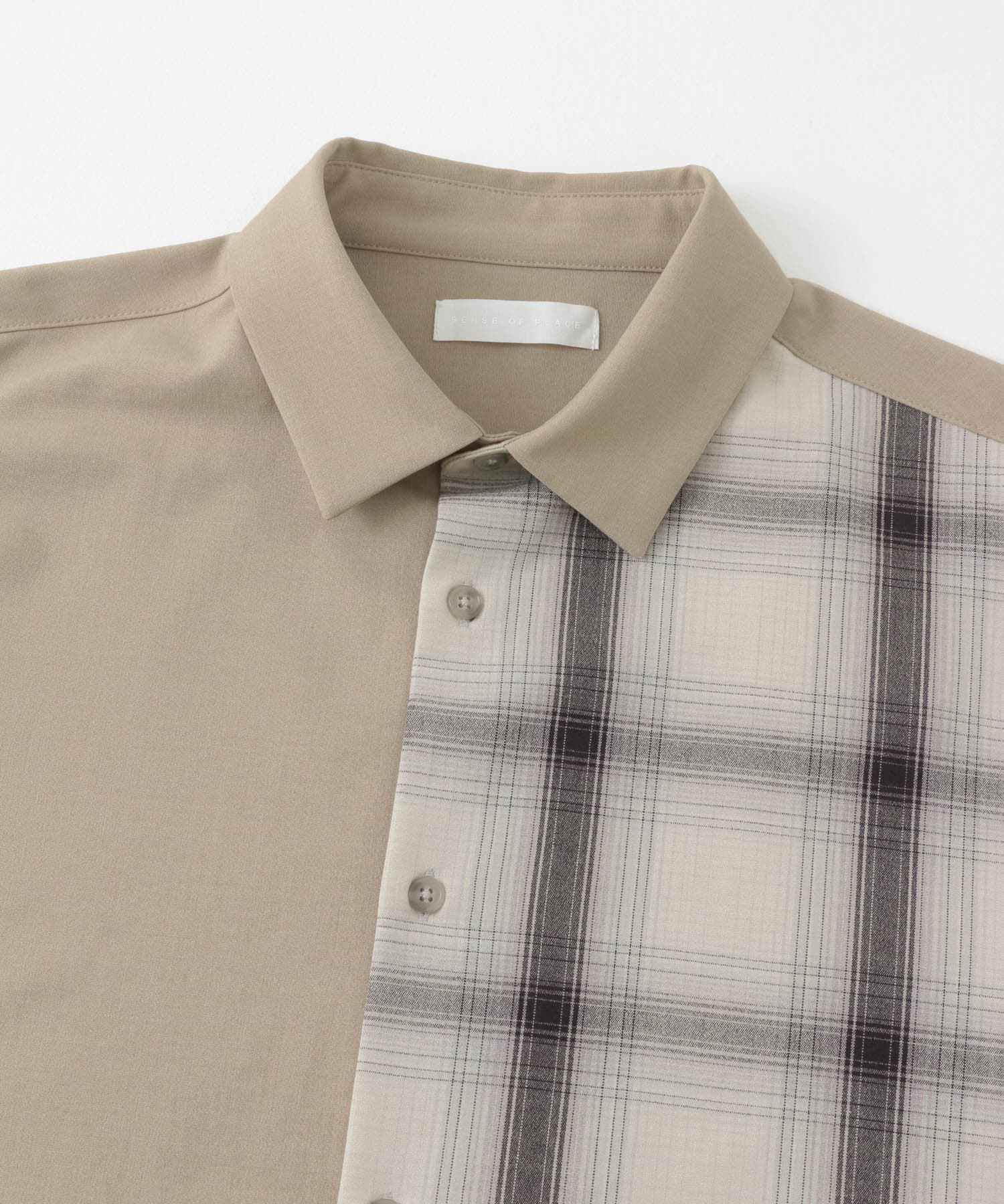 SENSE OF PLACE by URBAN RESEARCH「チェックブロックドルーズシャツ(5分袖)」|シャツ・ブラウス|