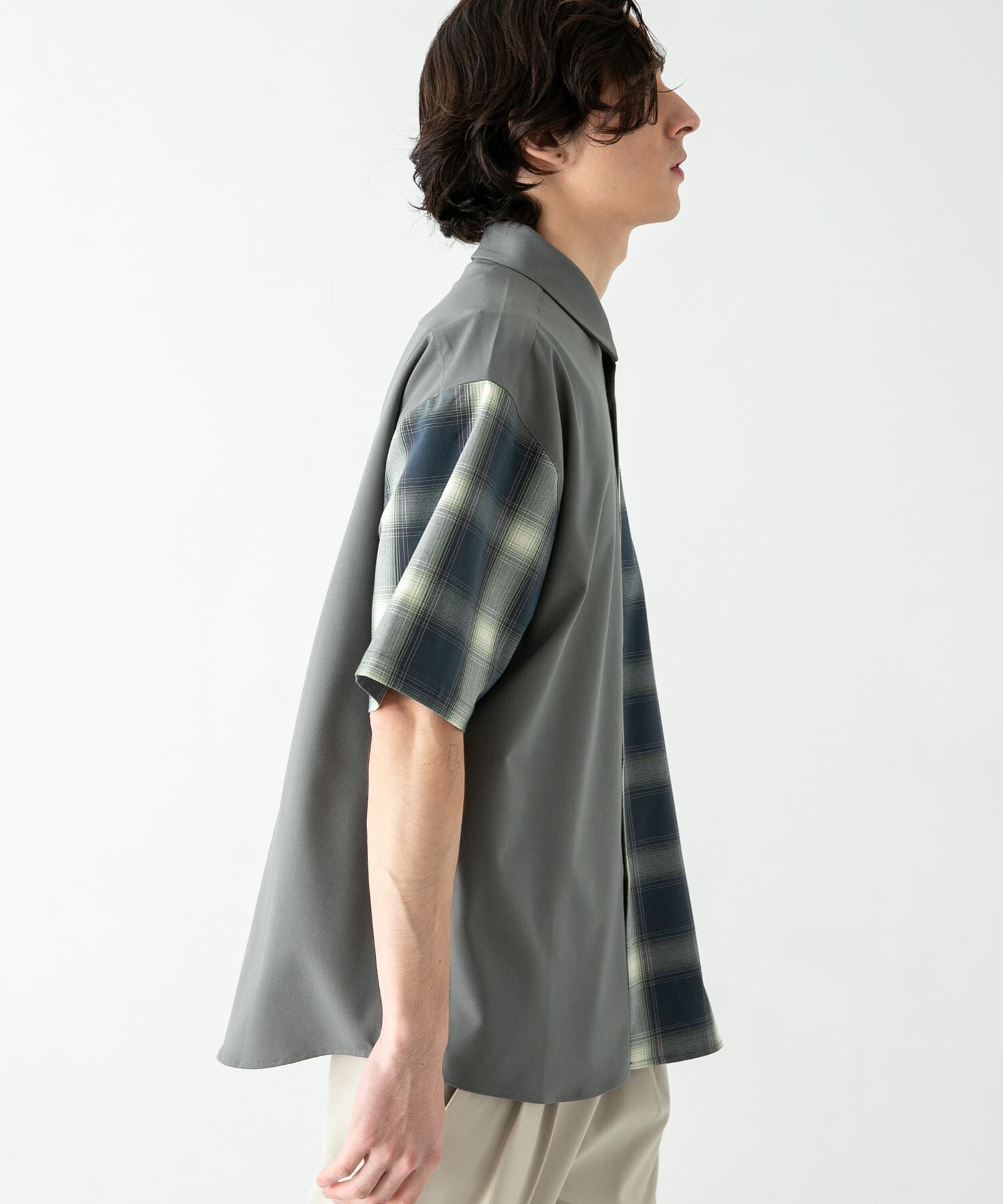 SENSE OF PLACE by URBAN RESEARCH「チェックブロックドルーズシャツ(5分袖)」|シャツ・ブラウス|