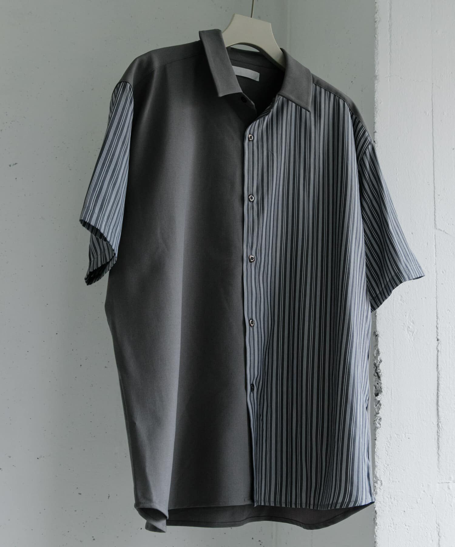 SENSE OF PLACE by URBAN RESEARCH「ストライプブロックドシャツ(5分袖)」|シャツ・ブラウス|グレー